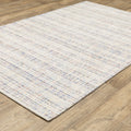 5' X 8' Ivory And Gray Striped Hand Tufted Area Rug