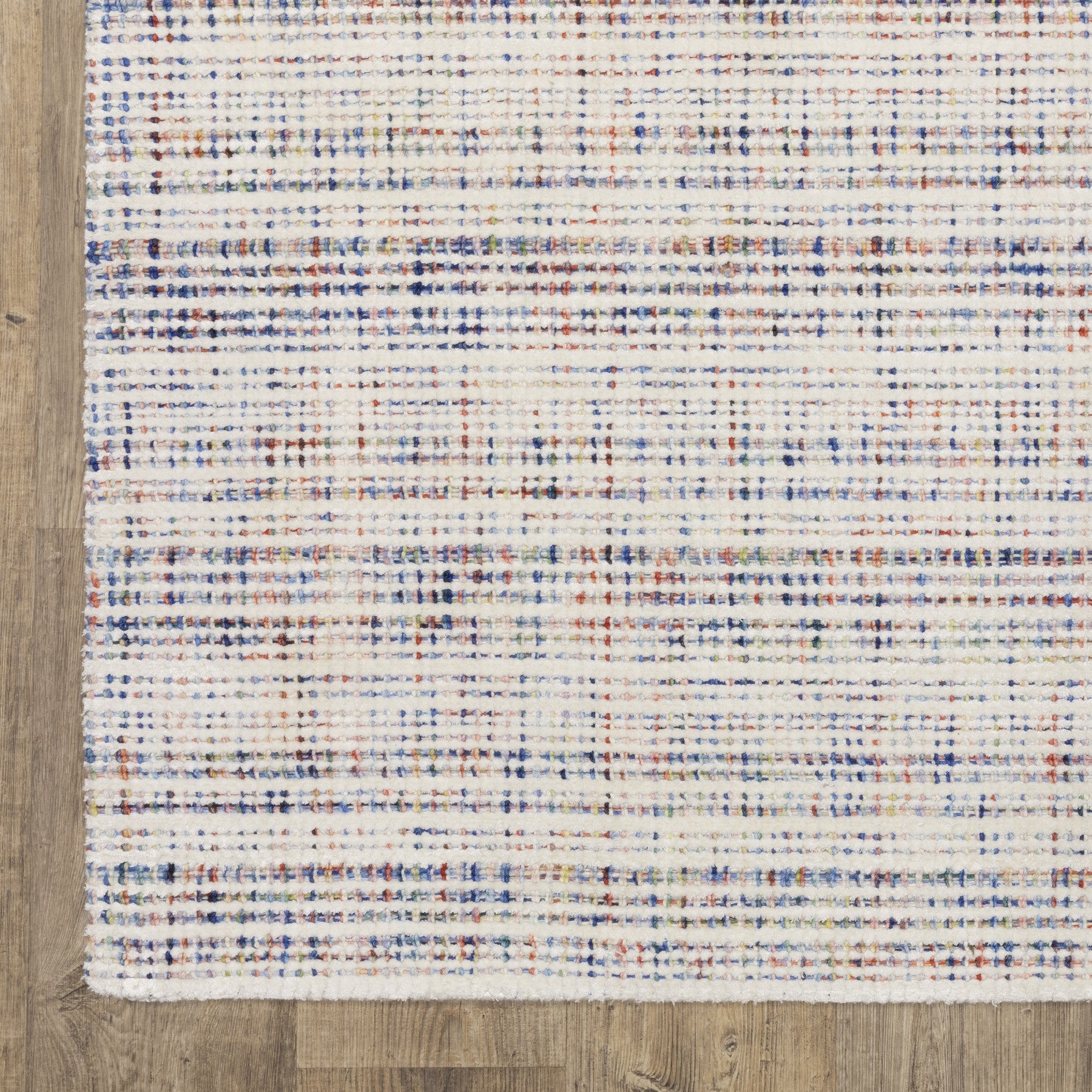 5' X 8' Ivory And Gray Striped Hand Tufted Area Rug