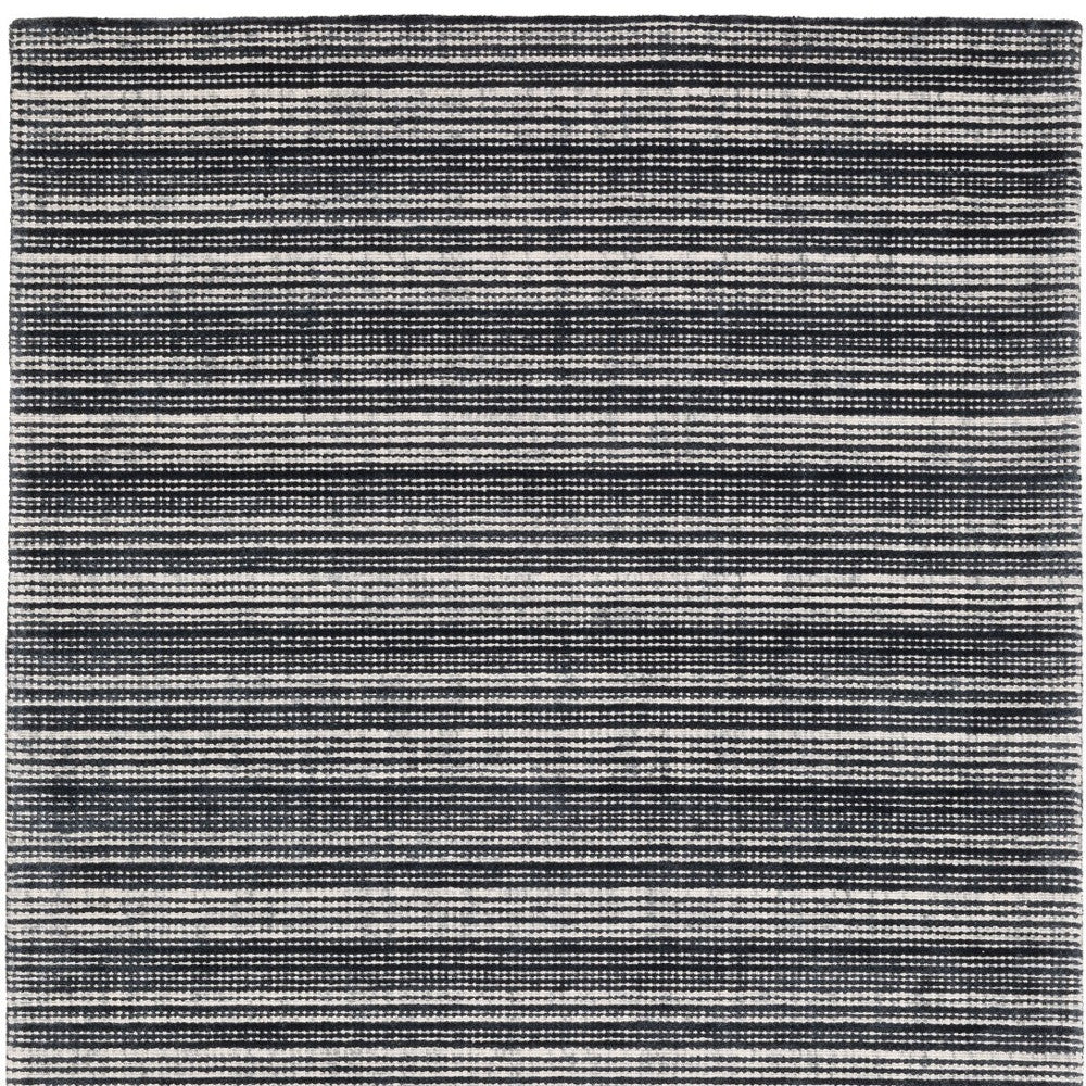5' X 8' Ivory And Gray Striped Hand Tufted Area Rug