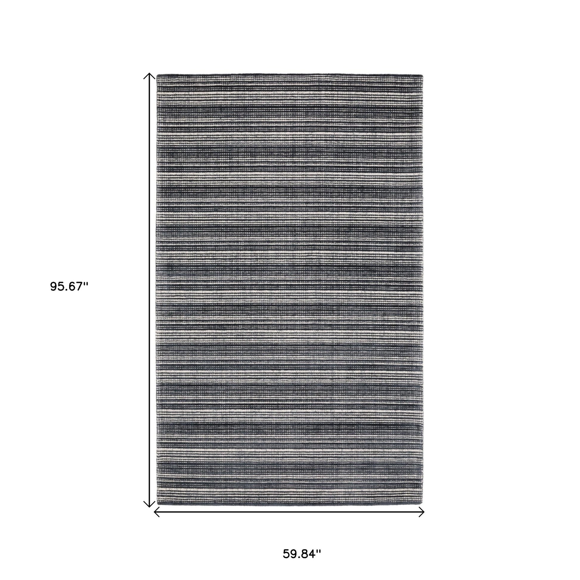5' X 8' Ivory And Gray Striped Hand Tufted Area Rug