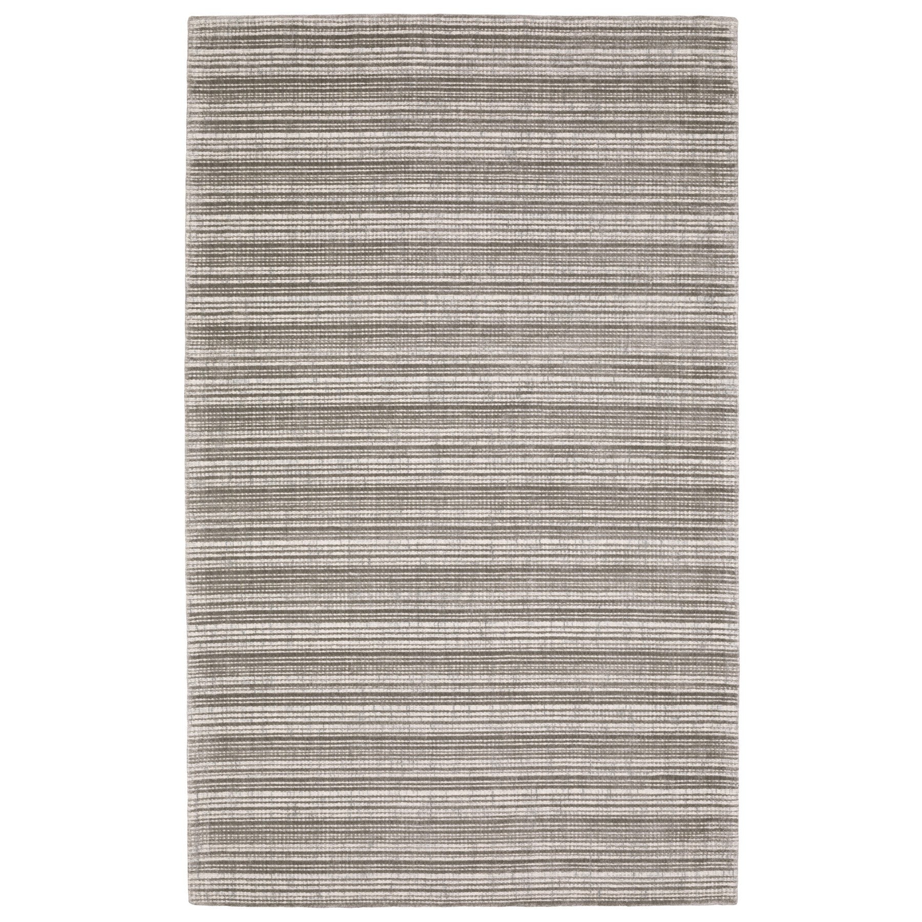 5' X 8' Ivory And Gray Striped Hand Tufted Area Rug