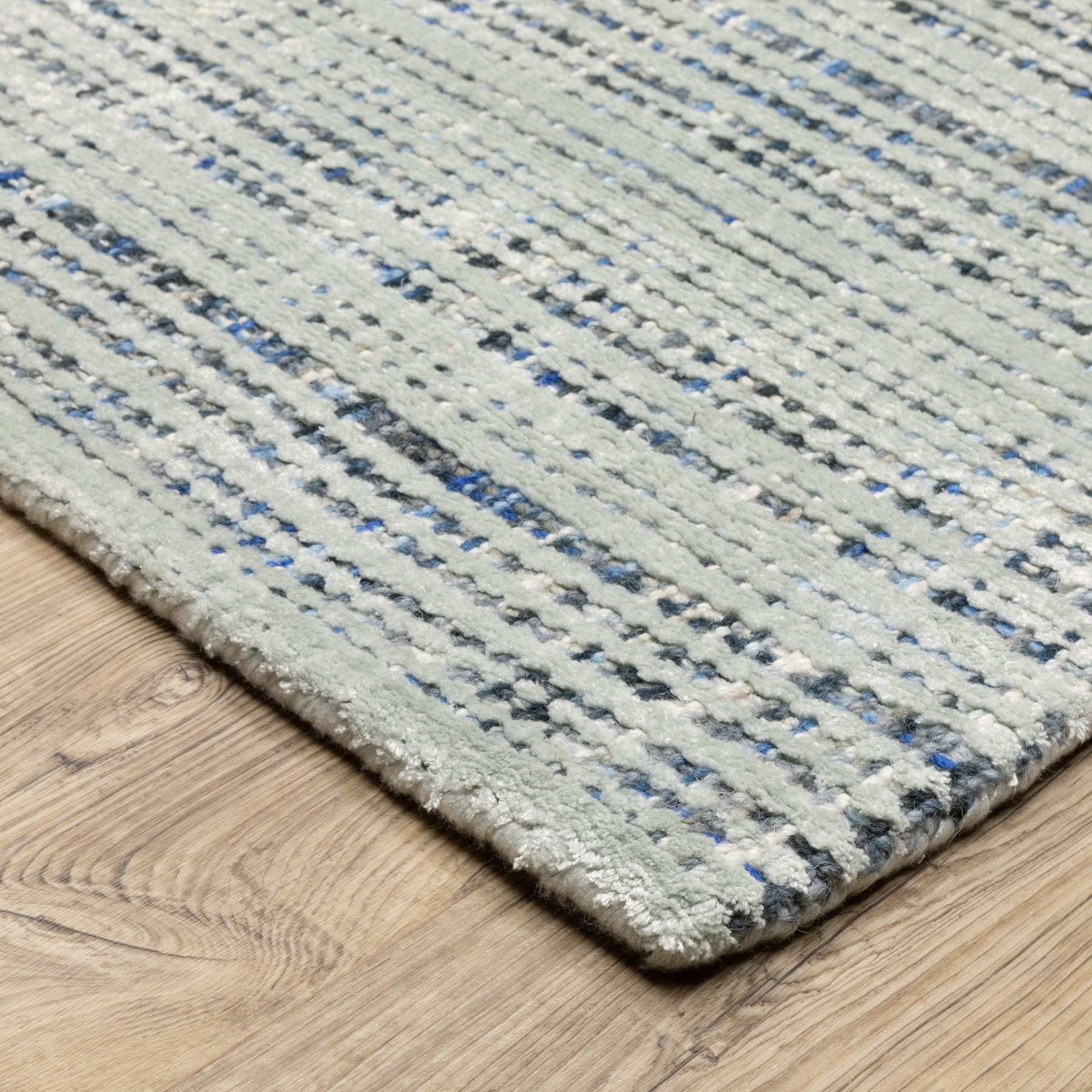 5' X 8' Ivory And Gray Striped Hand Tufted Area Rug