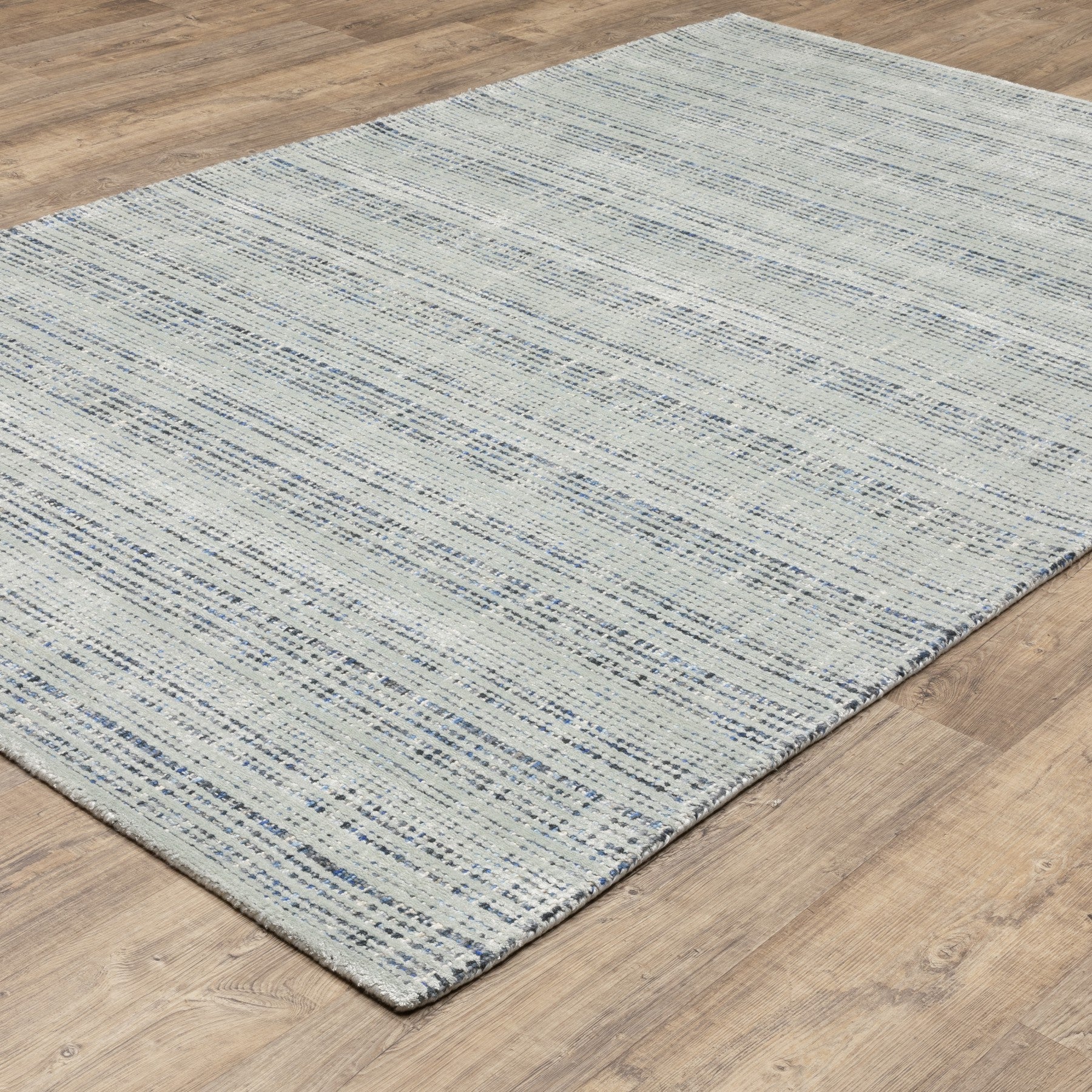 5' X 8' Ivory And Gray Striped Hand Tufted Area Rug