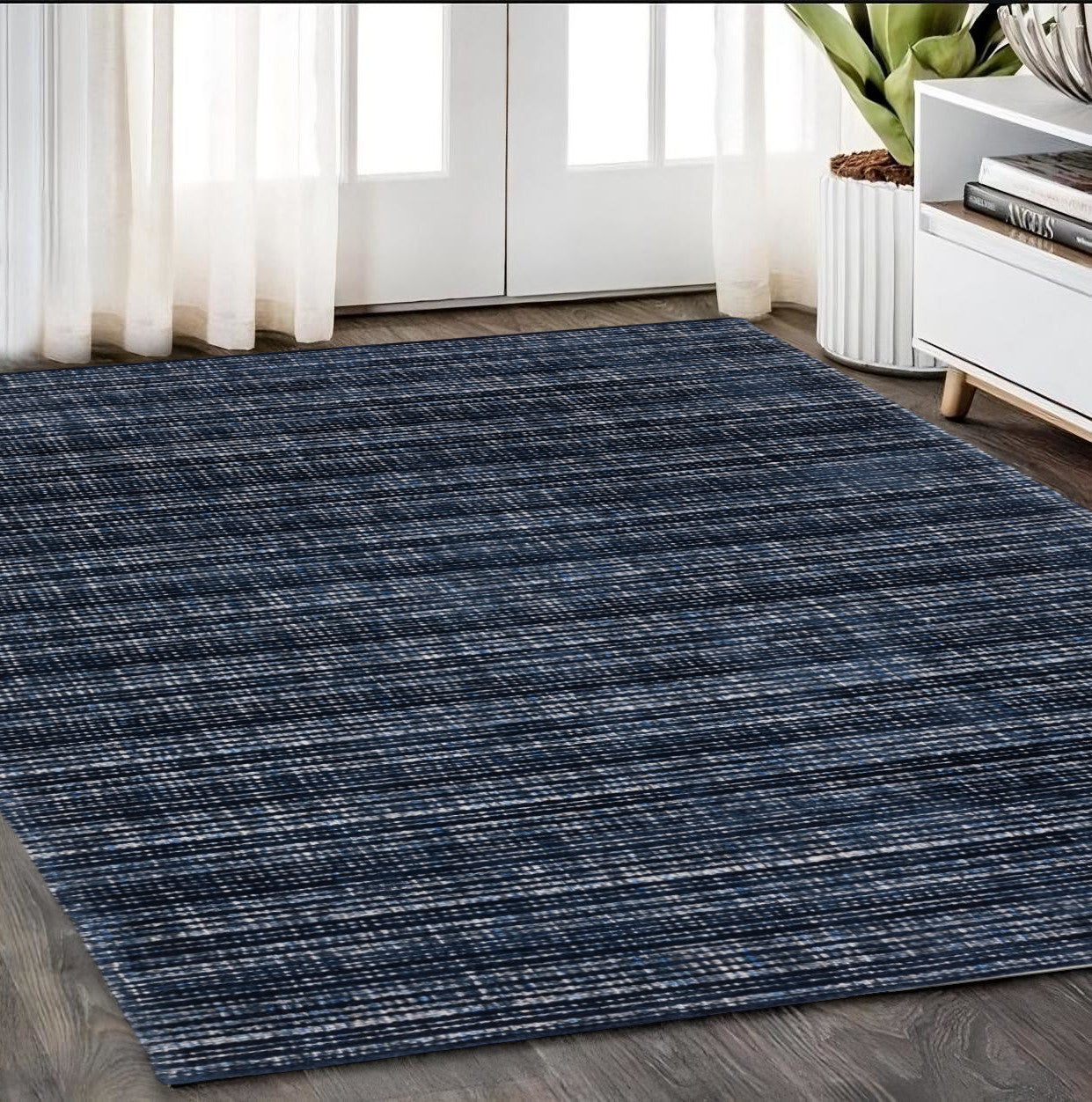 5' X 8' Ivory And Gray Striped Hand Tufted Area Rug