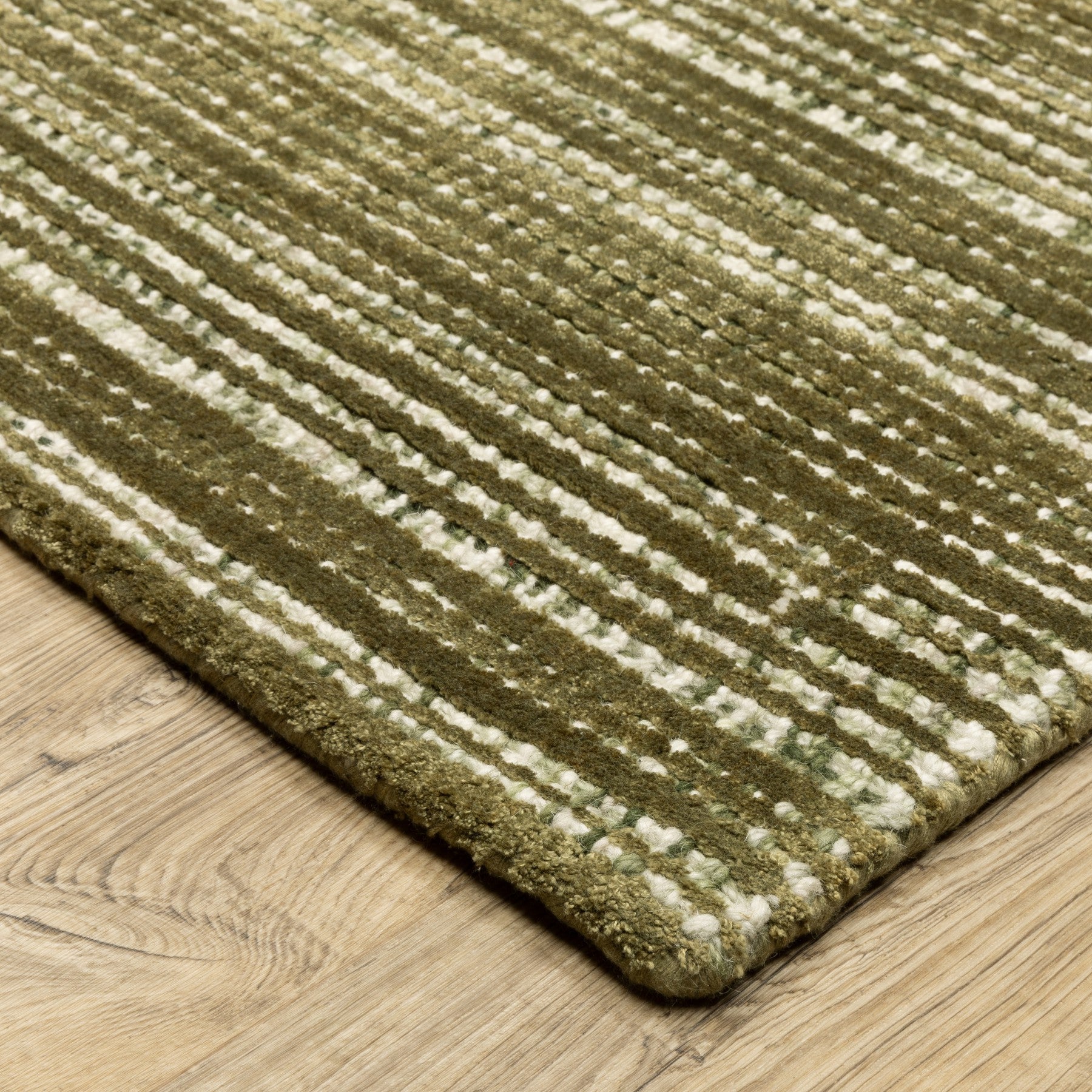 5' X 8' Ivory And Gray Striped Hand Tufted Area Rug