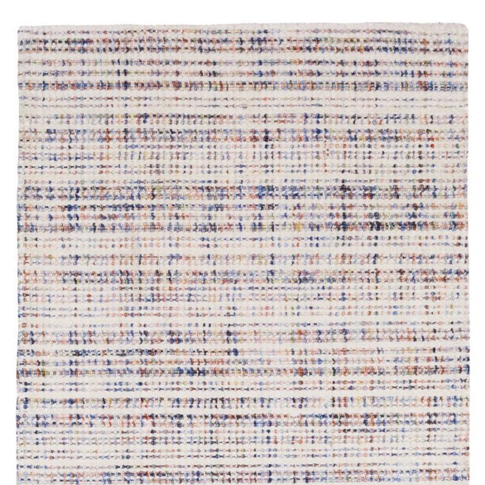 5' X 8' Ivory And Gray Striped Hand Tufted Area Rug