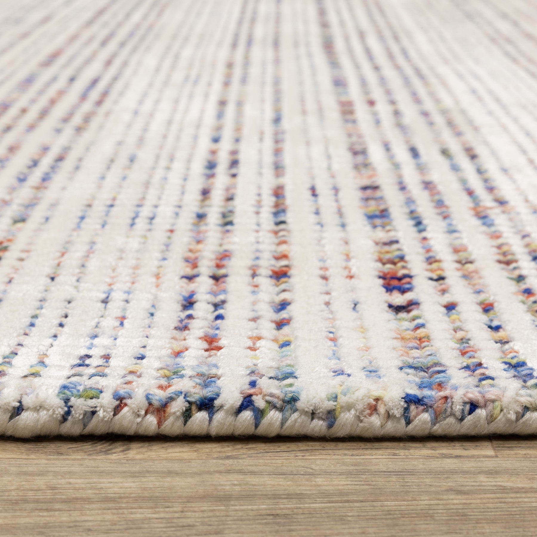 5' X 8' Ivory And Gray Striped Hand Tufted Area Rug