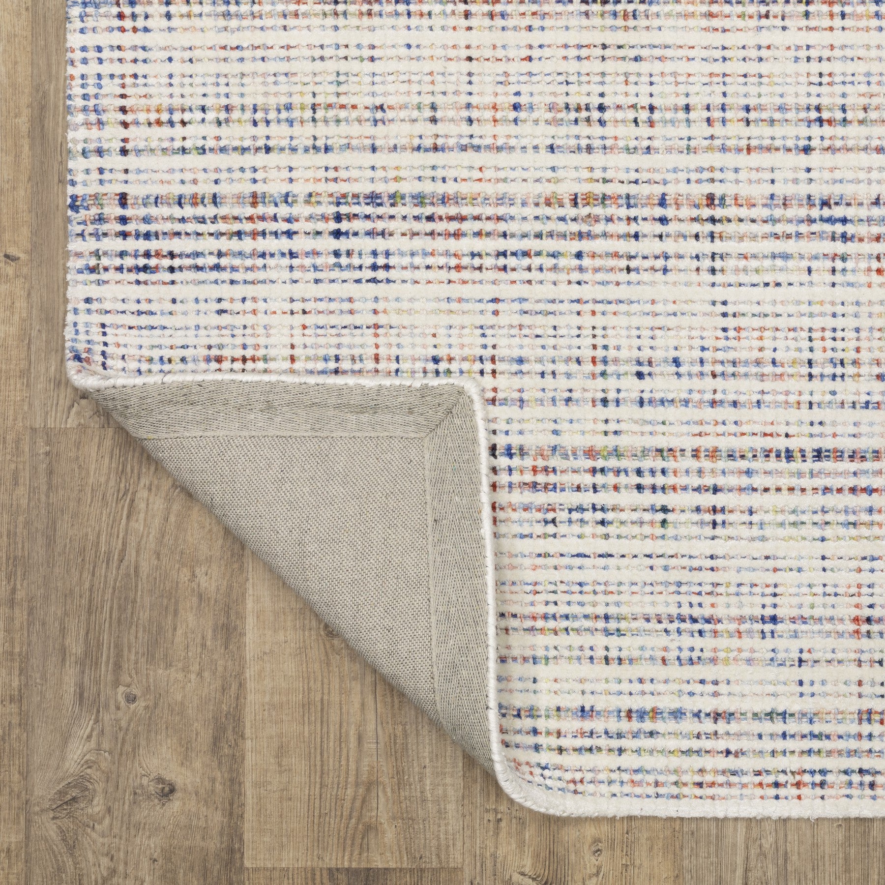 5' X 8' Ivory And Gray Striped Hand Tufted Area Rug