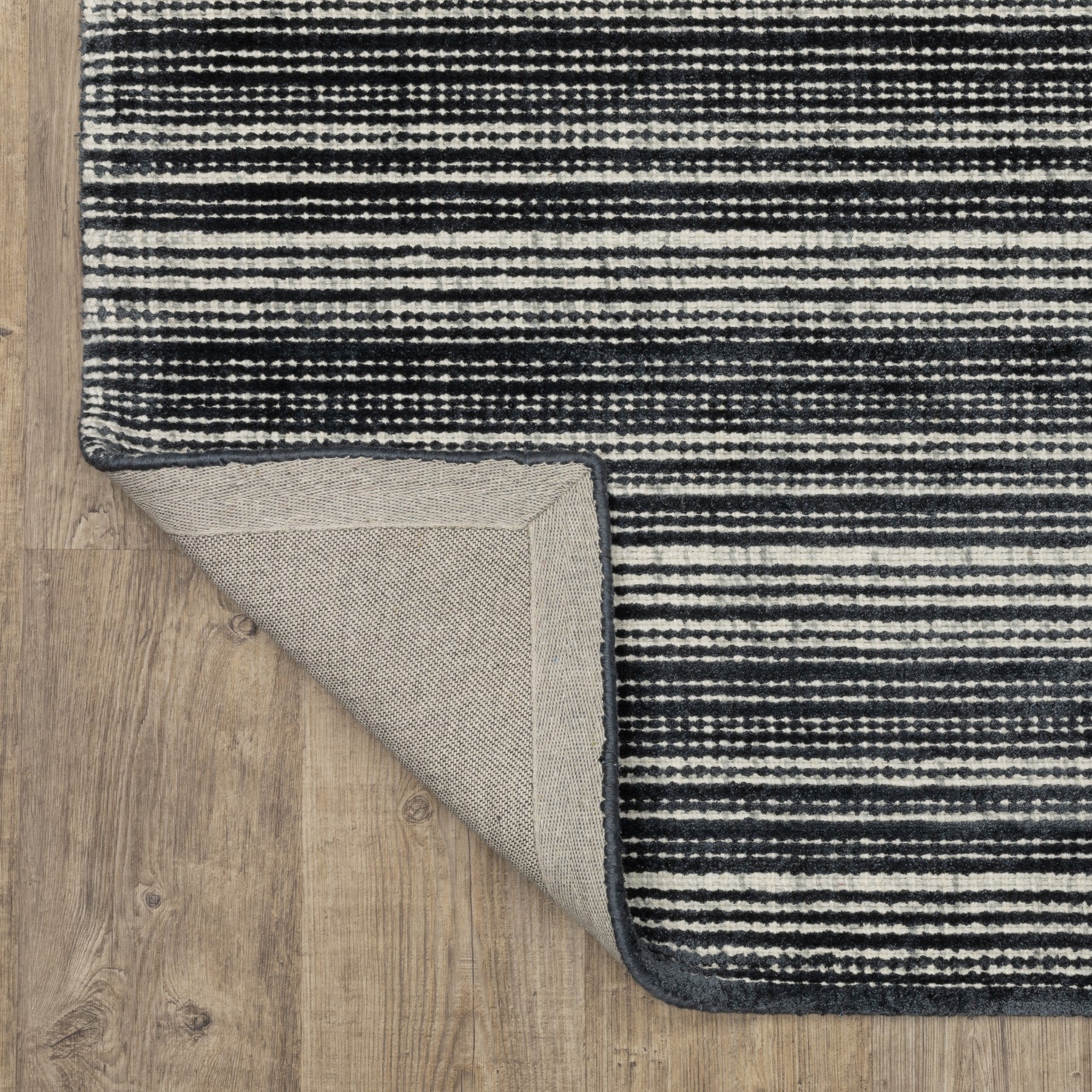 5' X 8' Ivory And Gray Striped Hand Tufted Area Rug