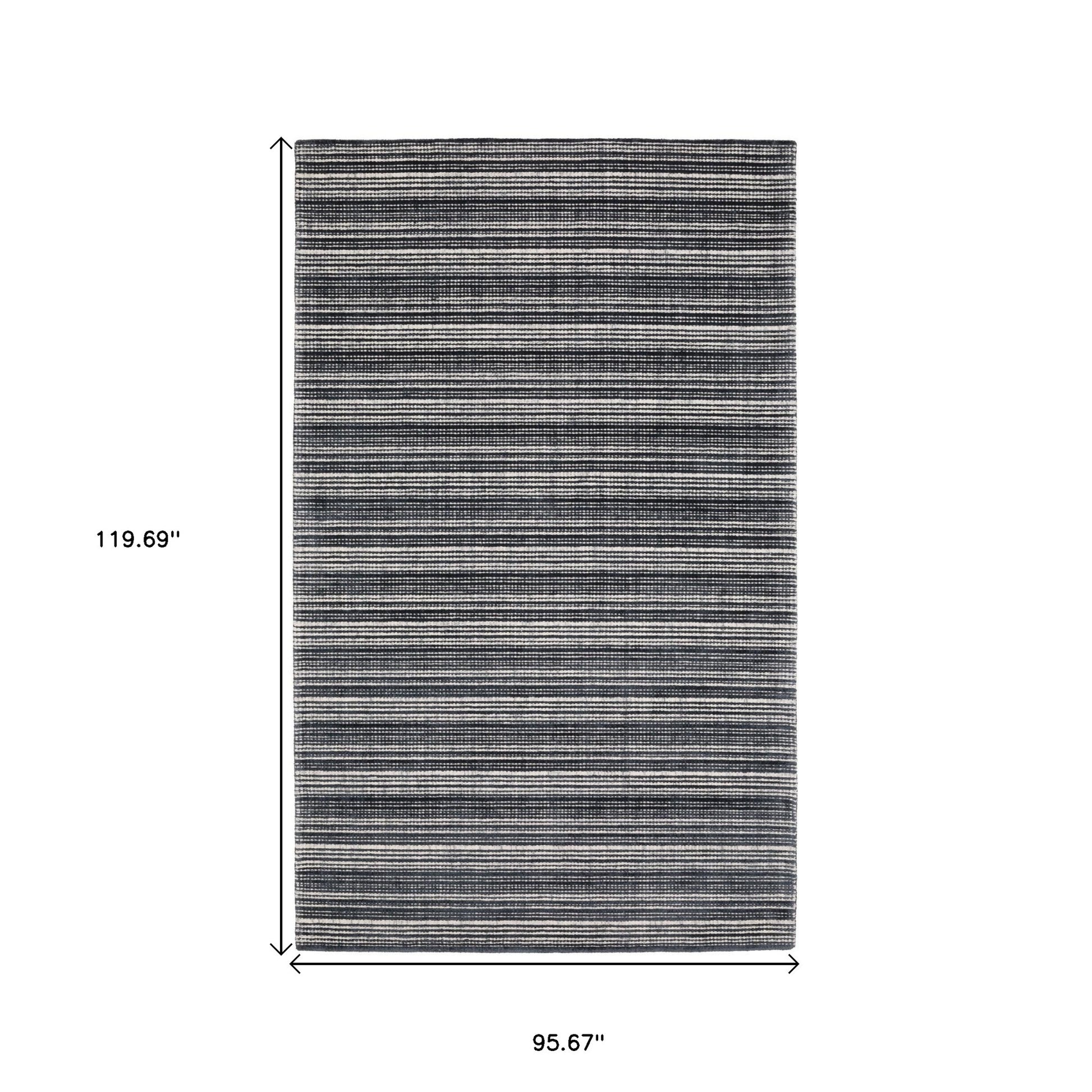 5' X 8' Ivory And Gray Striped Hand Tufted Area Rug
