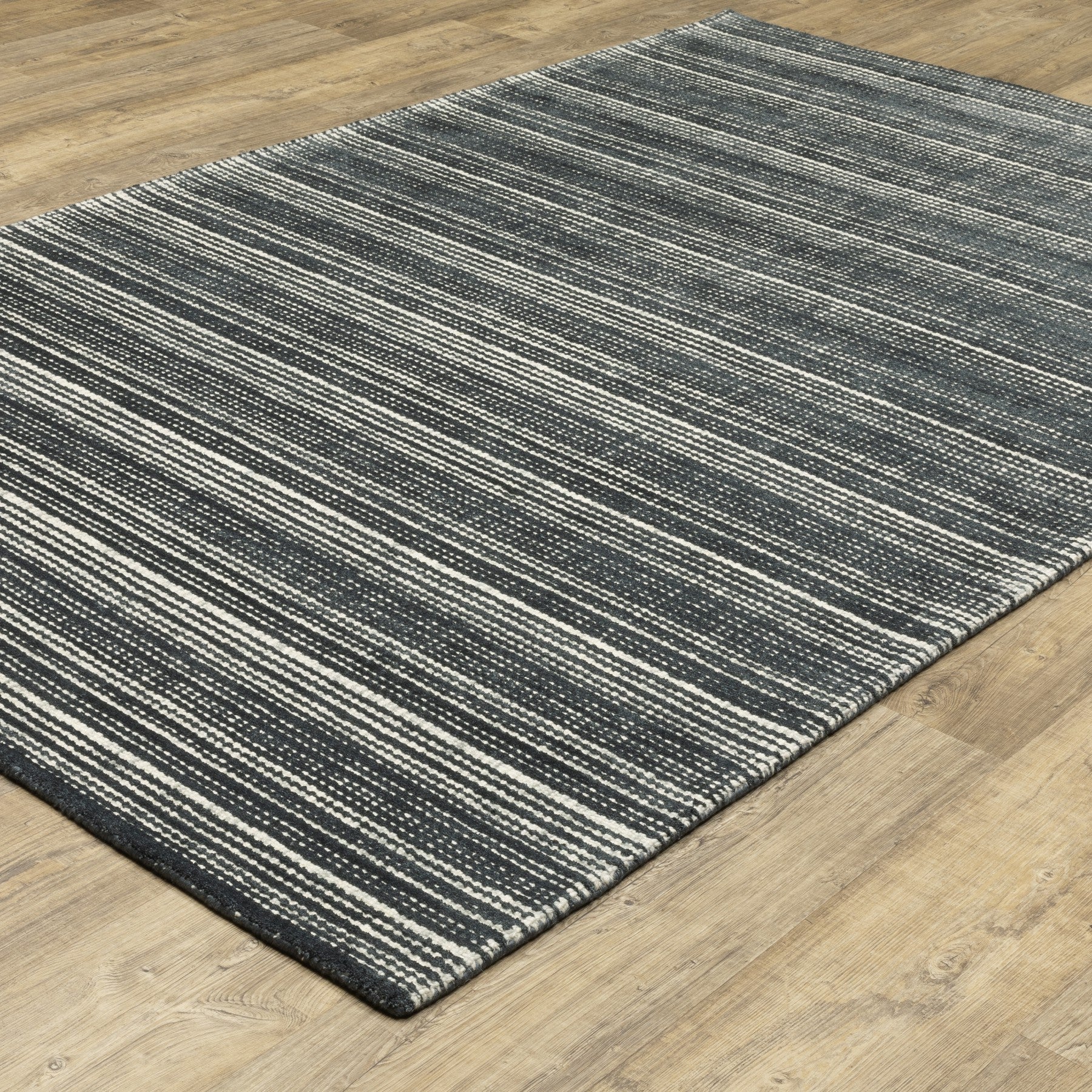 5' X 8' Ivory And Gray Striped Hand Tufted Area Rug