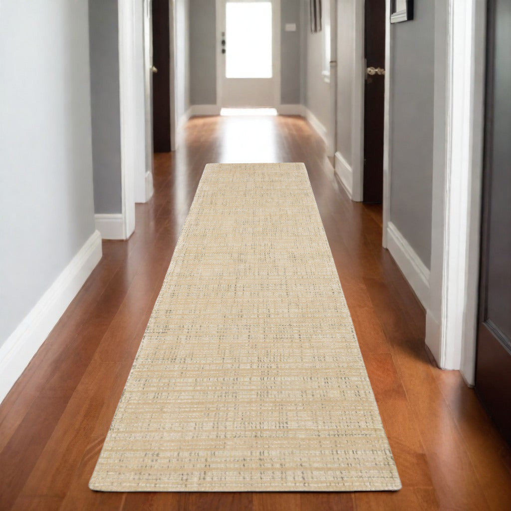 5' X 8' Ivory And Gray Striped Hand Tufted Area Rug