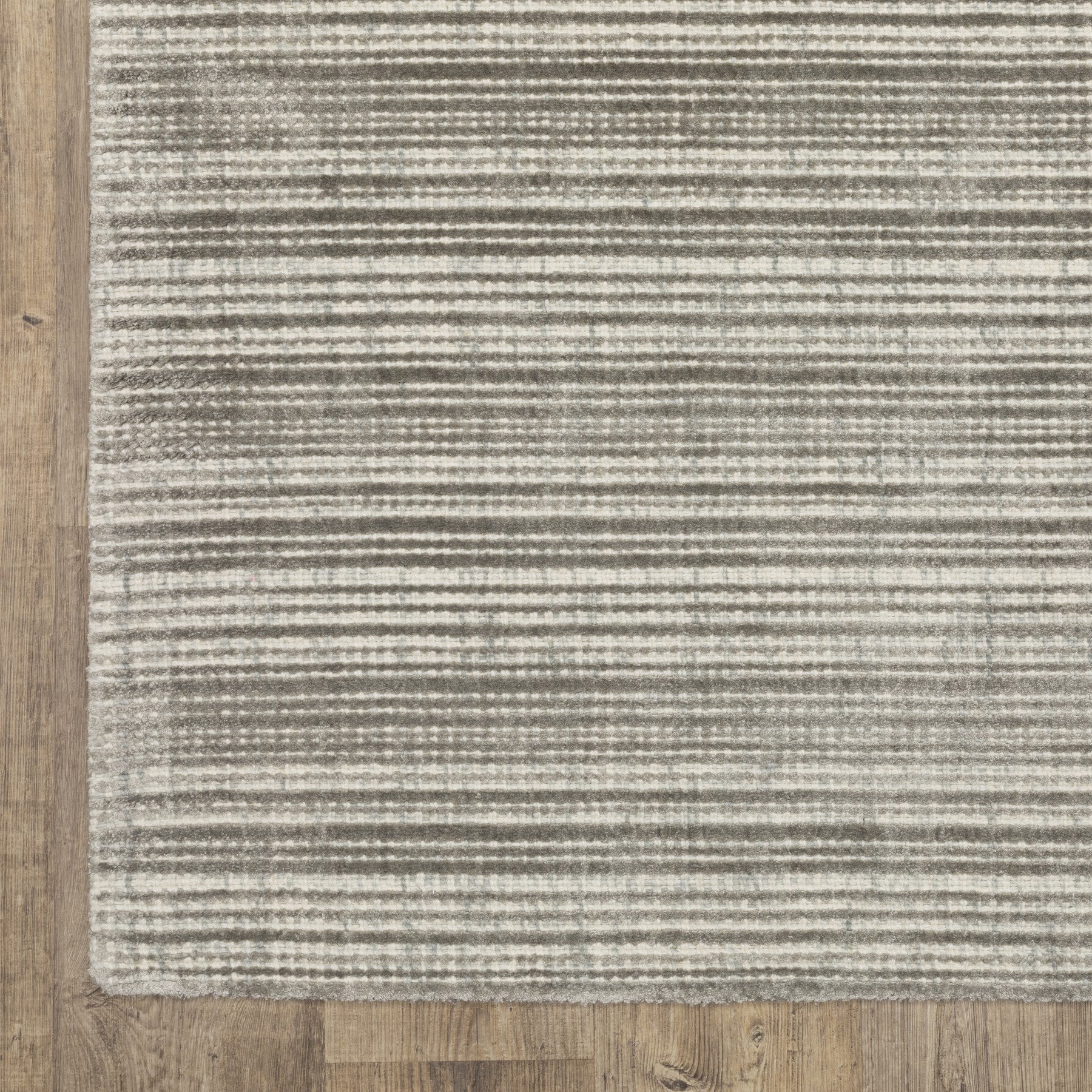 5' X 8' Ivory And Gray Striped Hand Tufted Area Rug