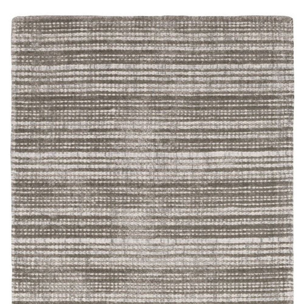 5' X 8' Ivory And Gray Striped Hand Tufted Area Rug