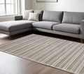 5' X 8' Ivory And Gray Striped Hand Tufted Area Rug