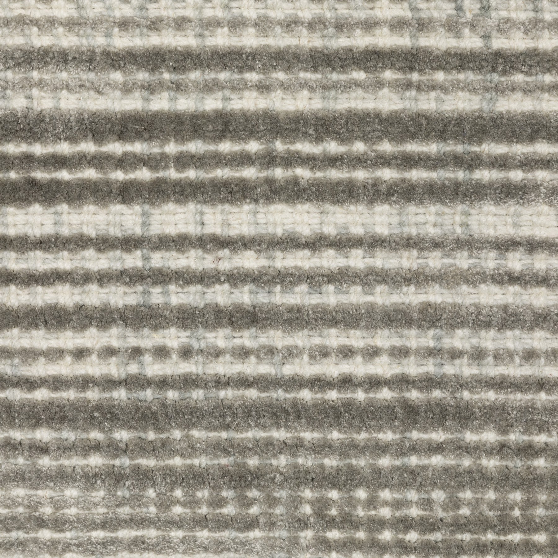 5' X 8' Ivory And Gray Striped Hand Tufted Area Rug