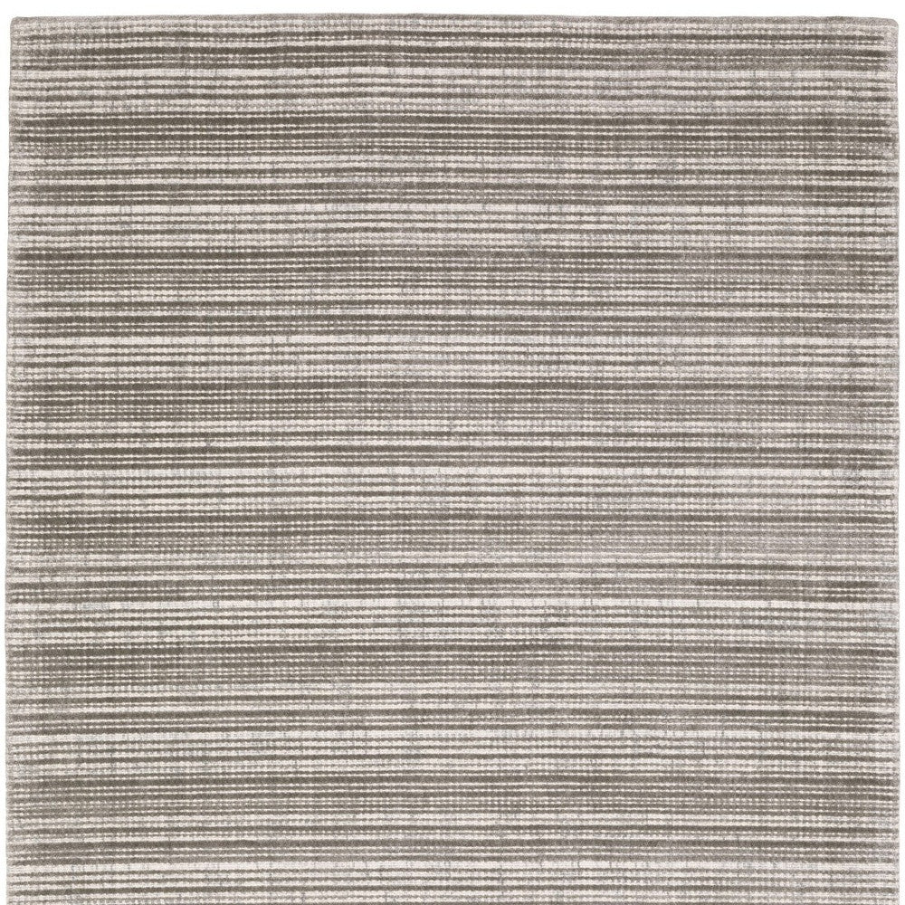 5' X 8' Ivory And Gray Striped Hand Tufted Area Rug