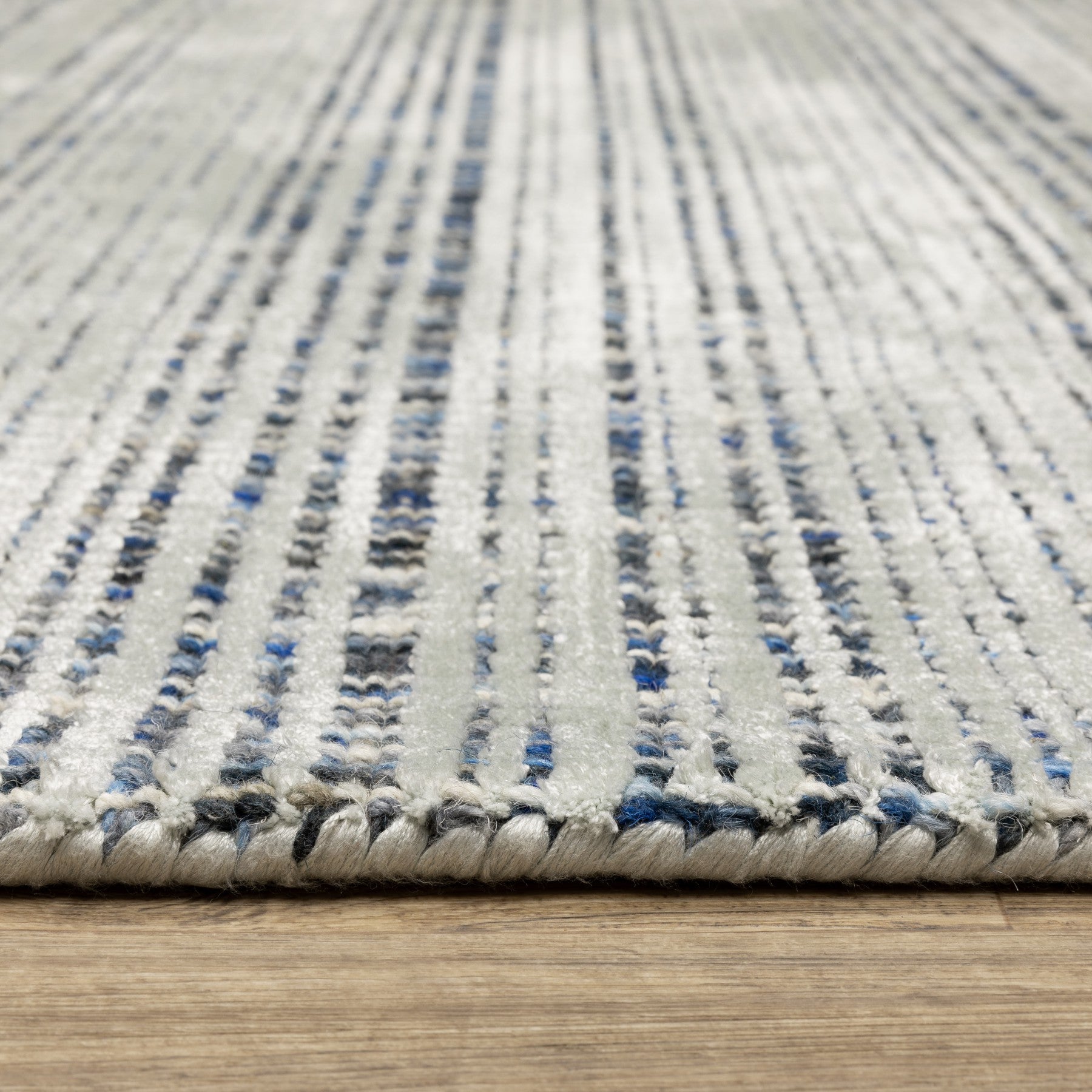 5' X 8' Ivory And Gray Striped Hand Tufted Area Rug