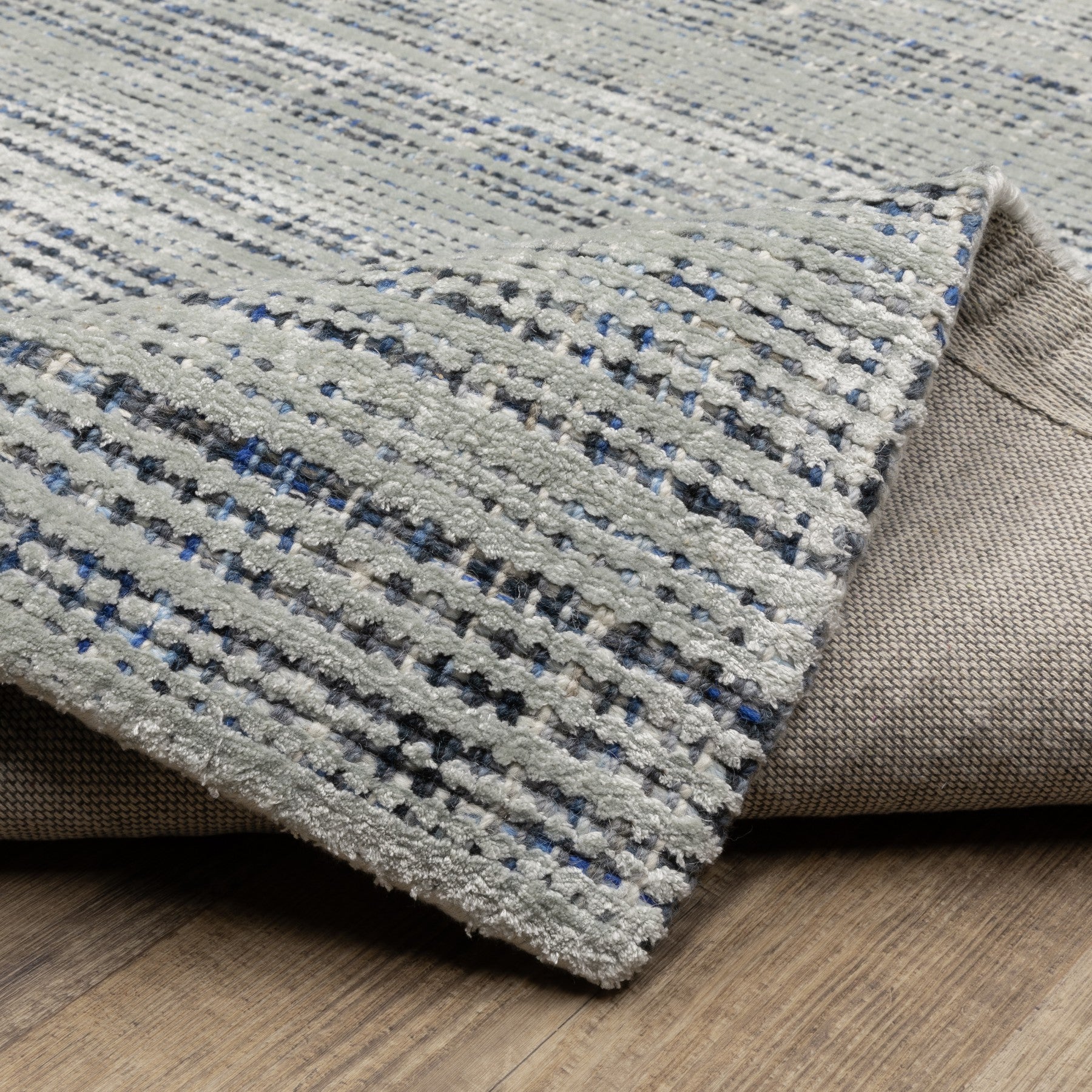 5' X 8' Ivory And Gray Striped Hand Tufted Area Rug