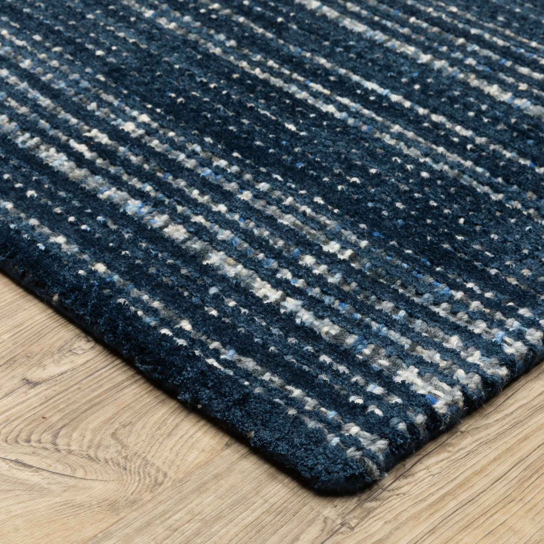 5' X 8' Ivory And Gray Striped Hand Tufted Area Rug