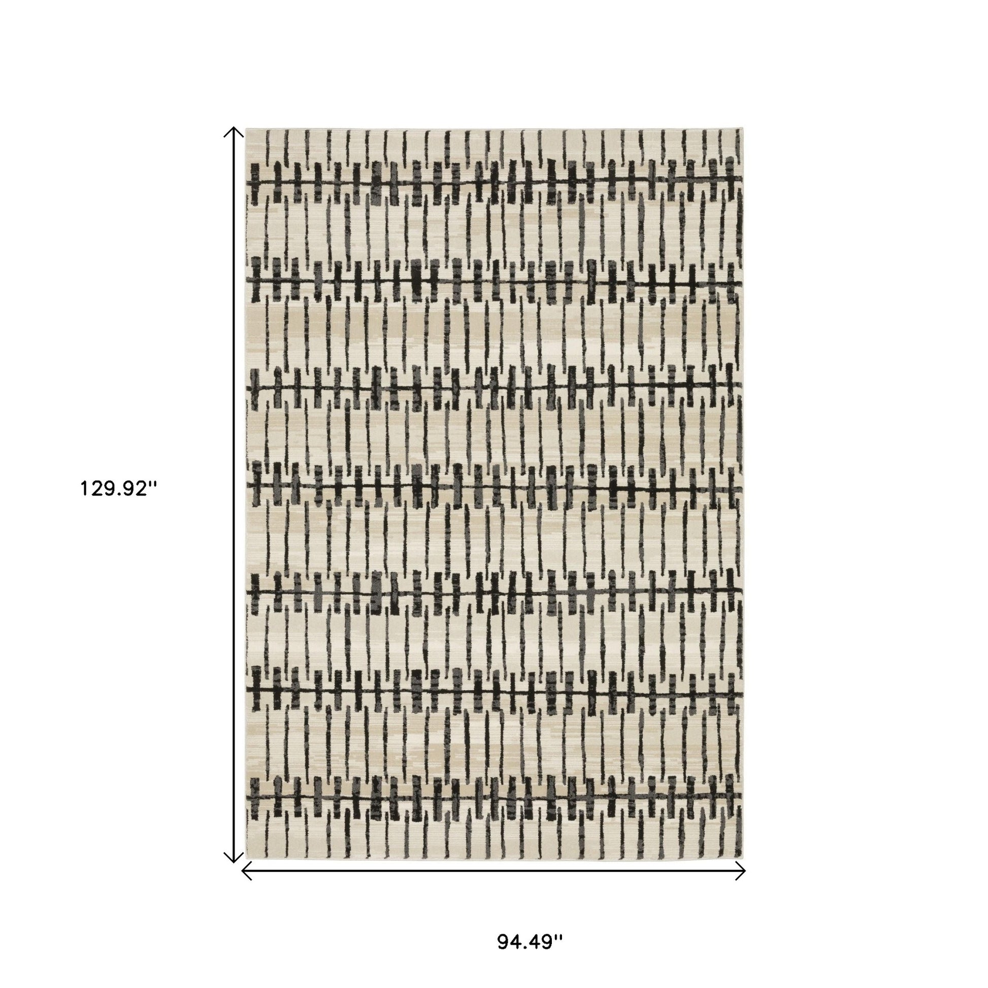 3' X 5' Beige And Black Geometric Area Rug