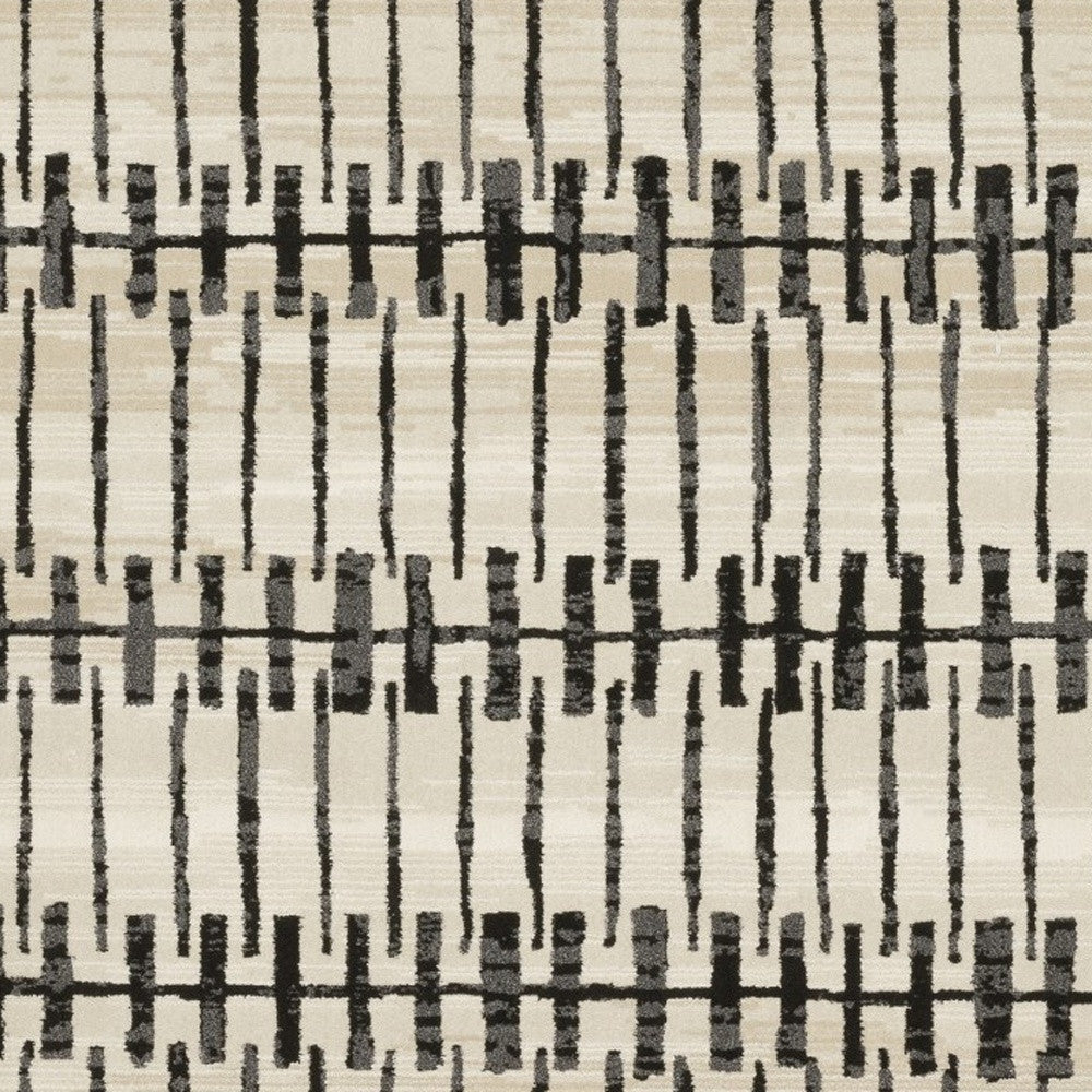 3' X 5' Beige And Black Geometric Area Rug