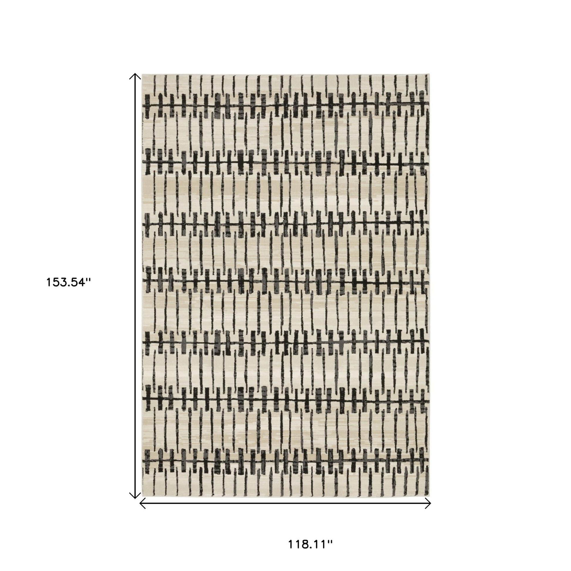 3' X 5' Beige And Black Geometric Area Rug