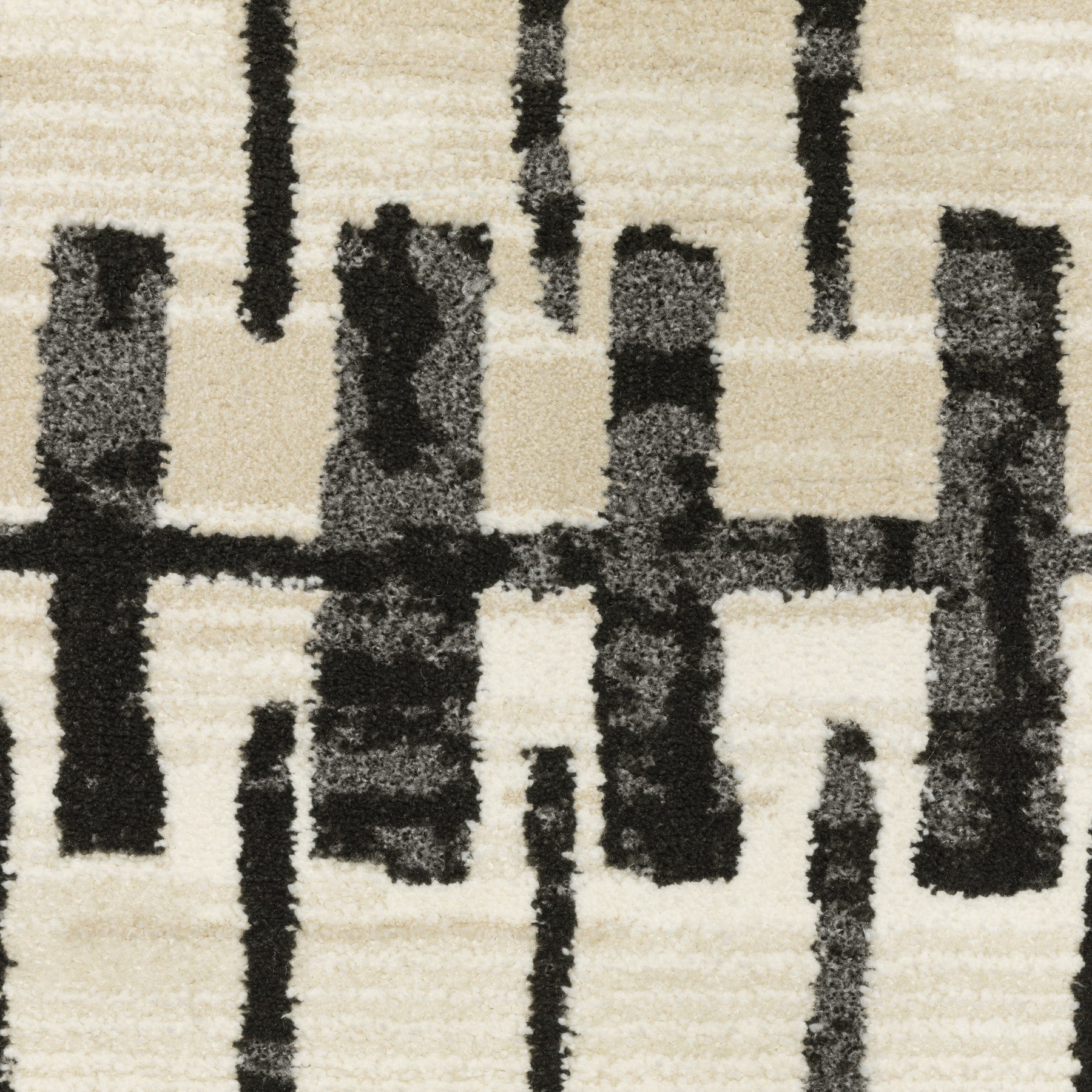 3' X 5' Beige And Black Geometric Area Rug