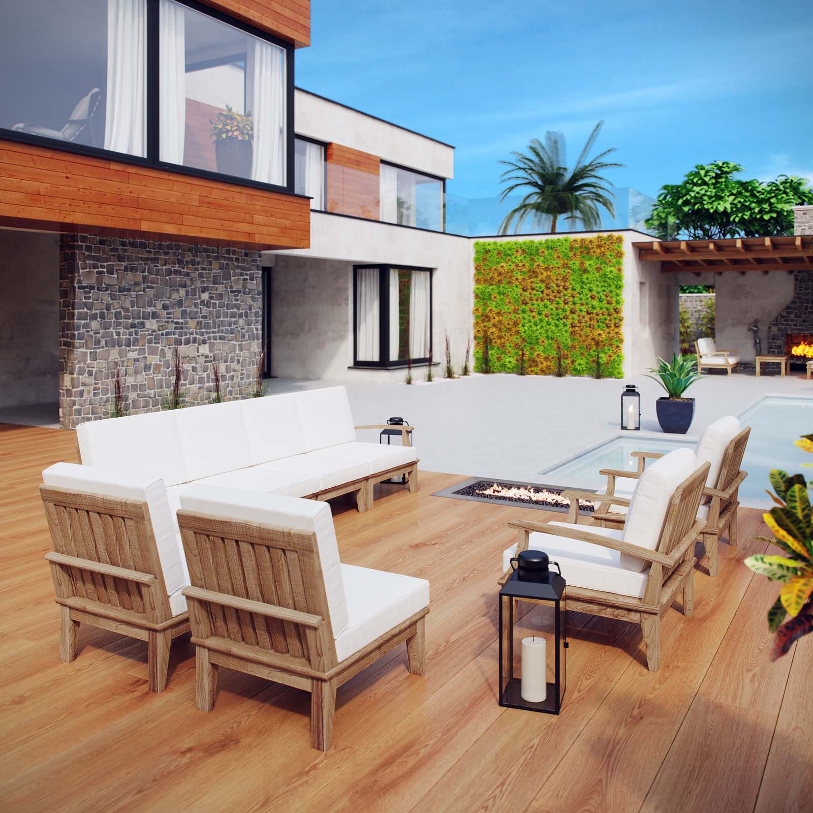 Marina Outdoor Teak Patio Set