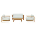 Upland 4 Piece Outdoor Patio Teak Set