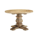 47" Column Round Pine Wood Dining Table