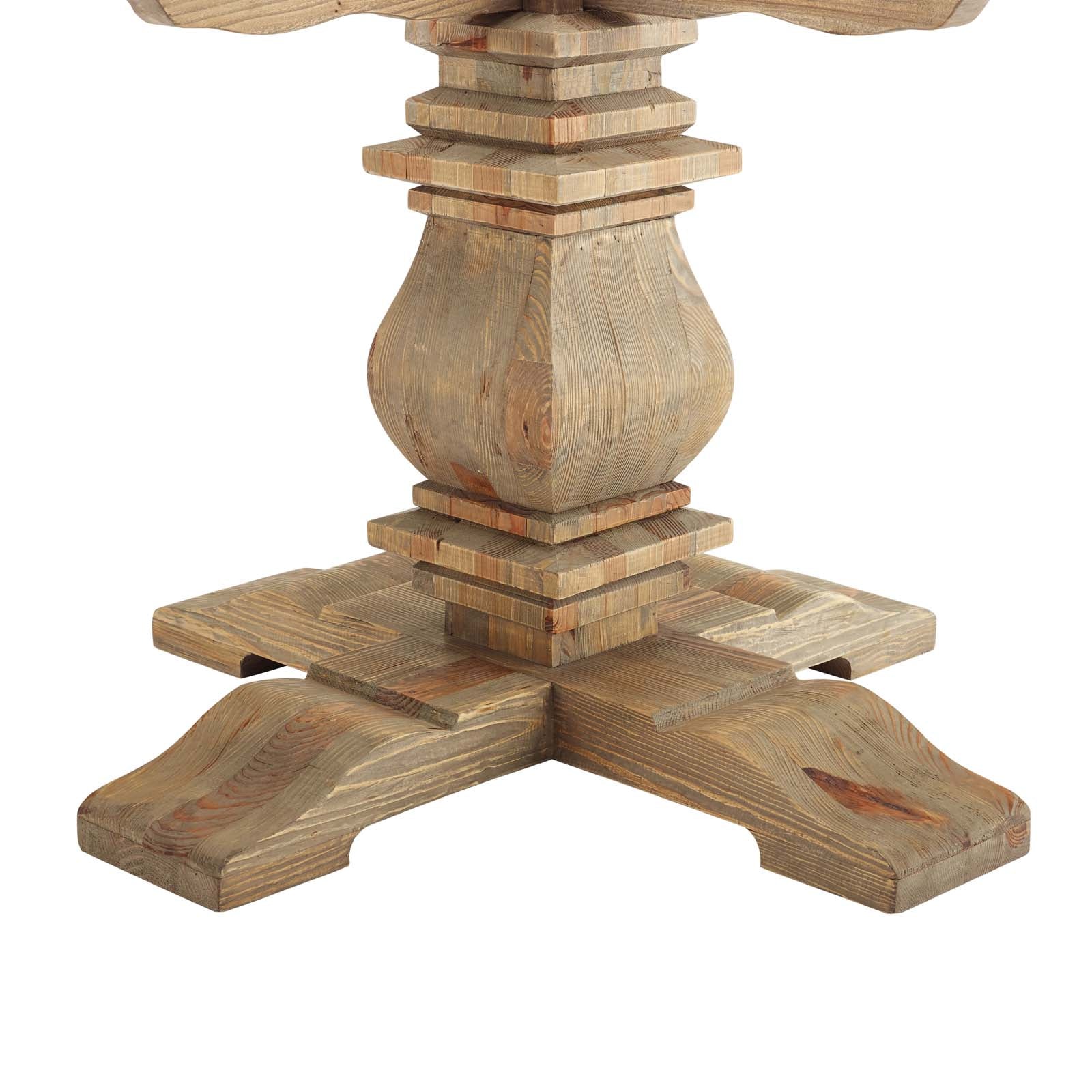 47" Column Round Pine Wood Dining Table