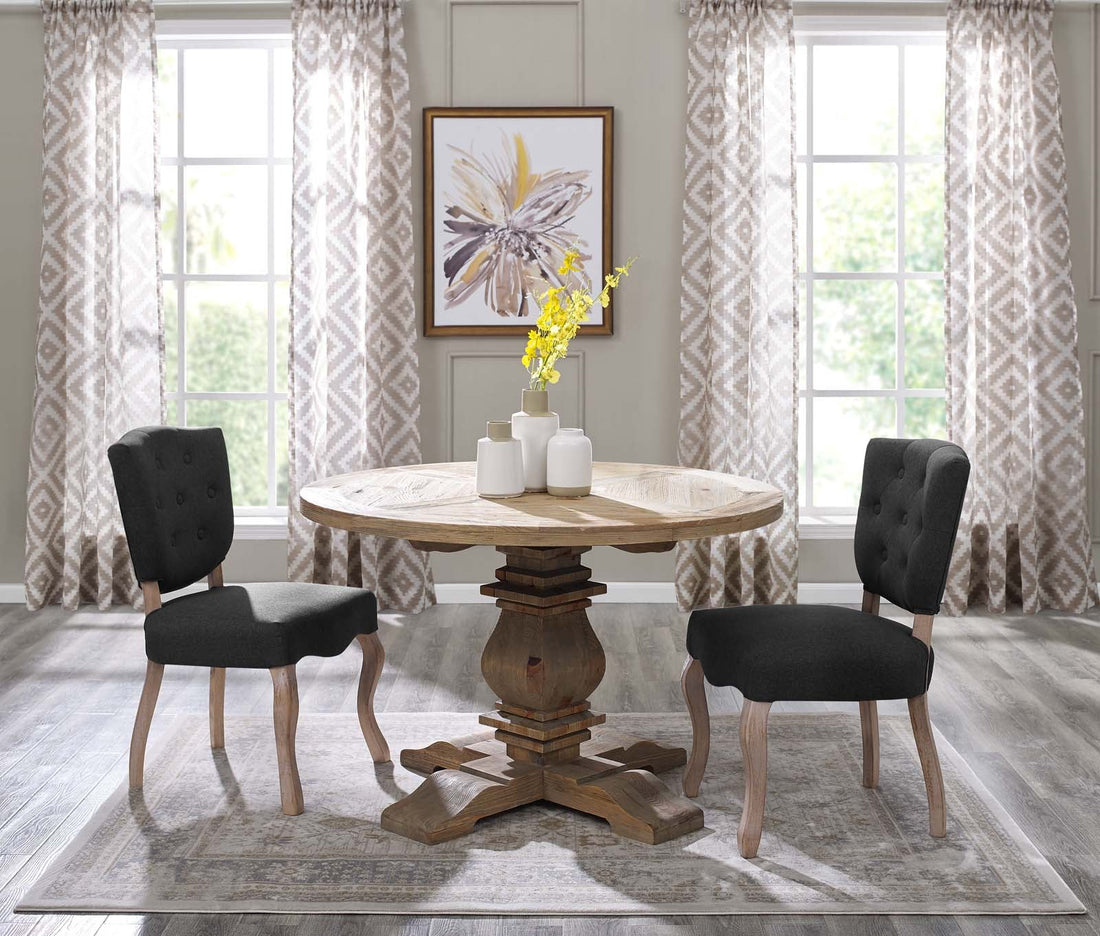 47" Column Round Pine Wood Dining Table