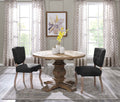 47" Column Round Pine Wood Dining Table
