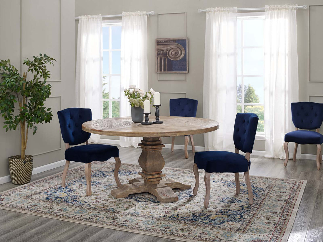 Column Pine Wood Dining Table 59in