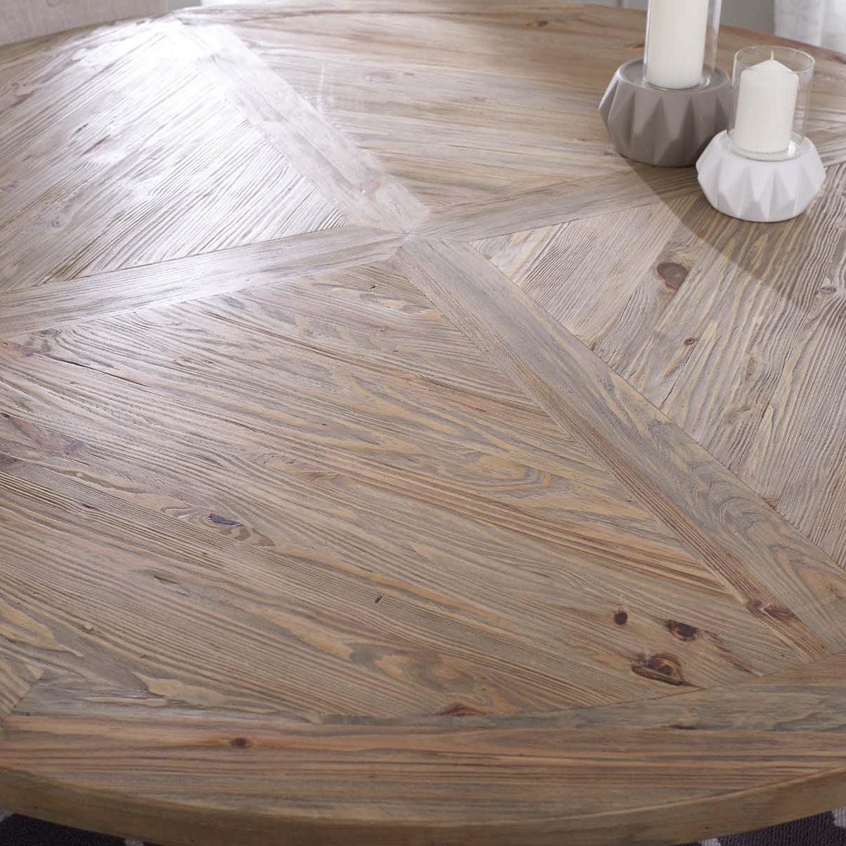 Column 71" Round Pine Wood Dining Table