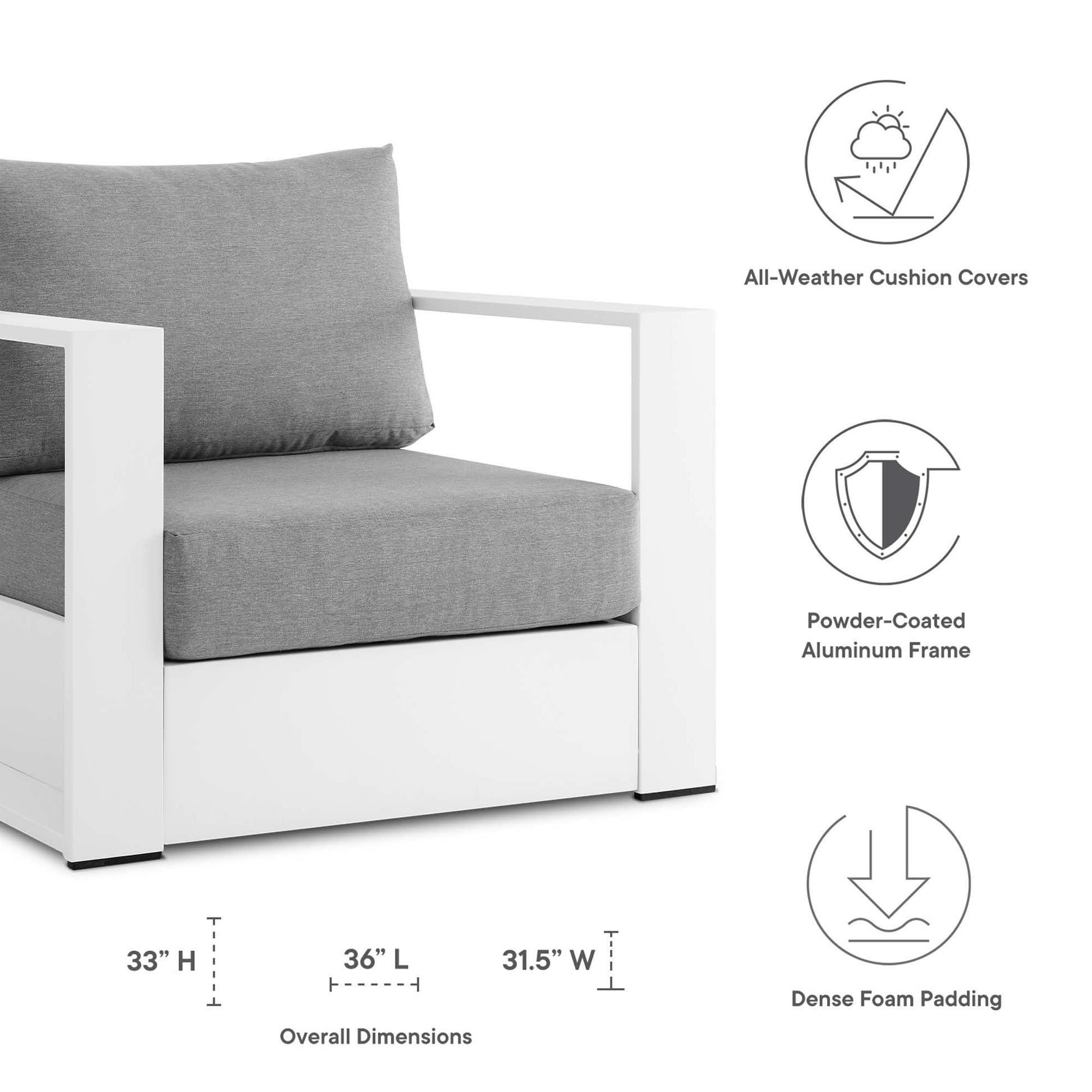 Spacious Tahoe Outdoor Patio Armchair - Weather-Resistant Design