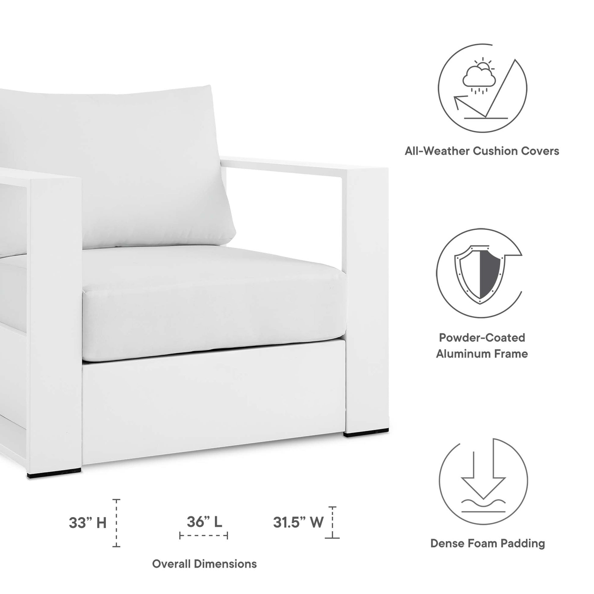 Spacious Tahoe Outdoor Patio Armchair - Weather-Resistant Design