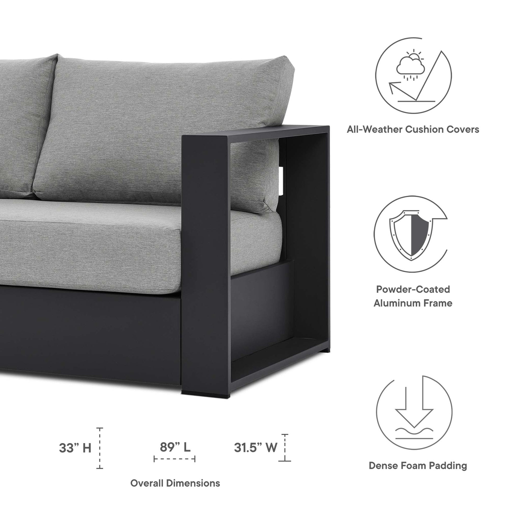 Stylish Tahoe 2-Piece Powder-Coated Aluminum Outdoor Set