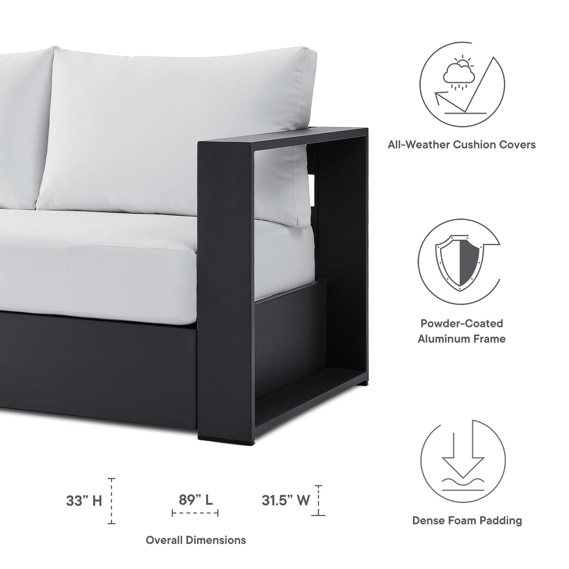 Stylish Tahoe 2-Piece Powder-Coated Aluminum Outdoor Set