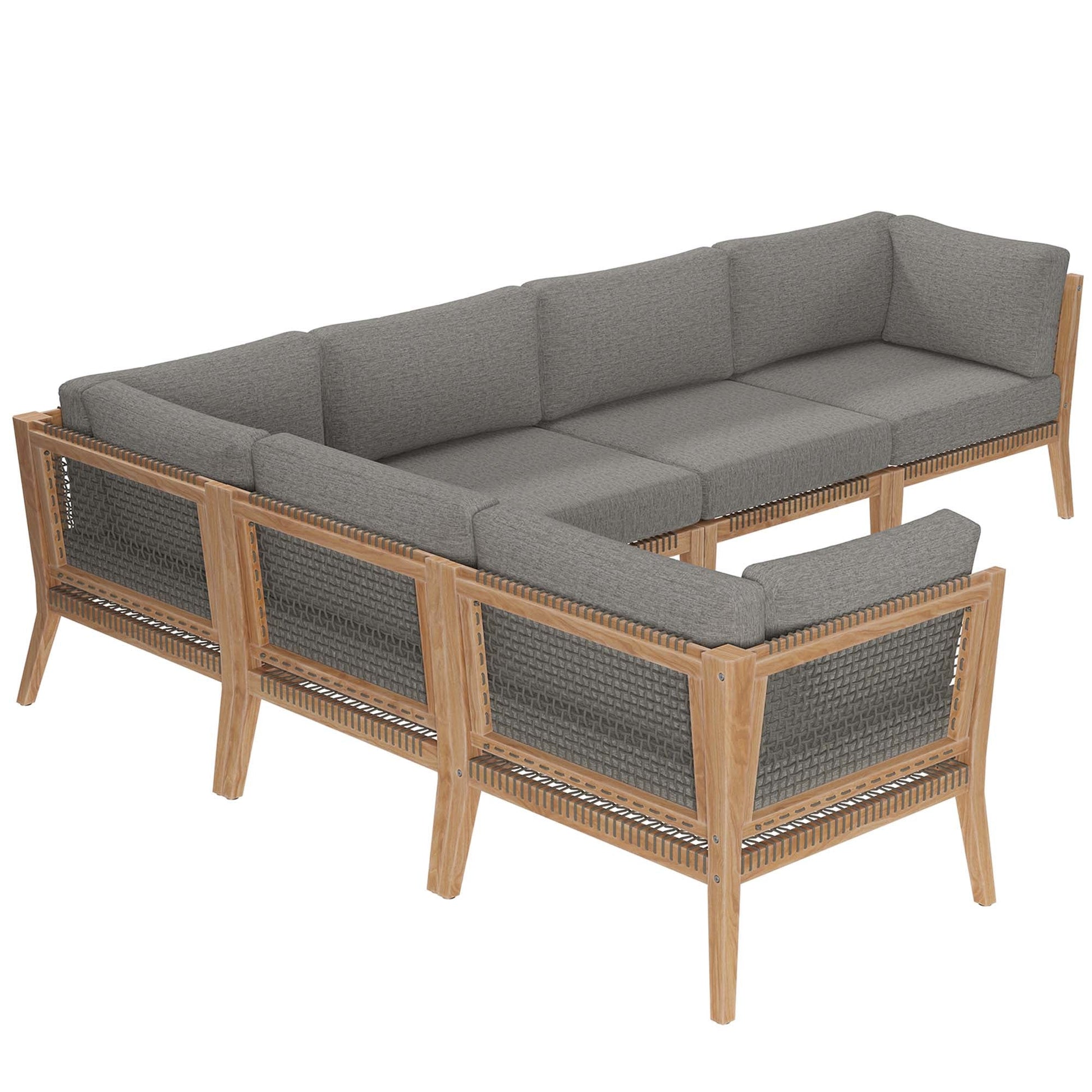 Clearwater Outdoor Patio Teak Wood Sectional Sofa