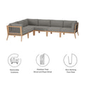 Clearwater Outdoor Patio Teak Wood Sectional Sofa