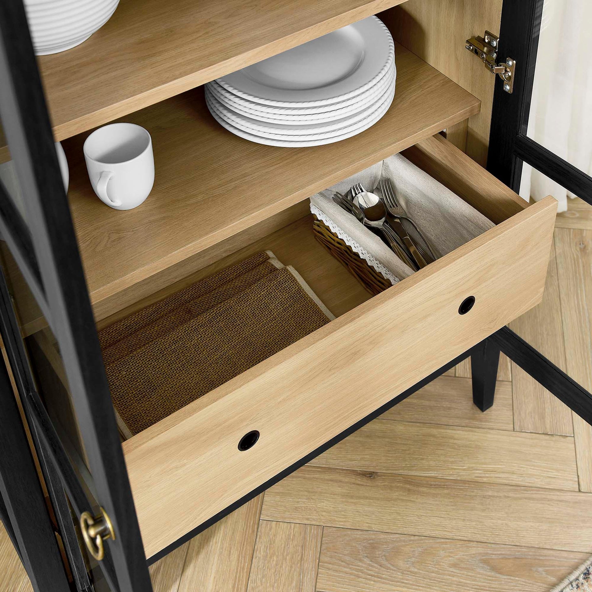 Nolan 74" Tall Arched Storage Display Cabinet