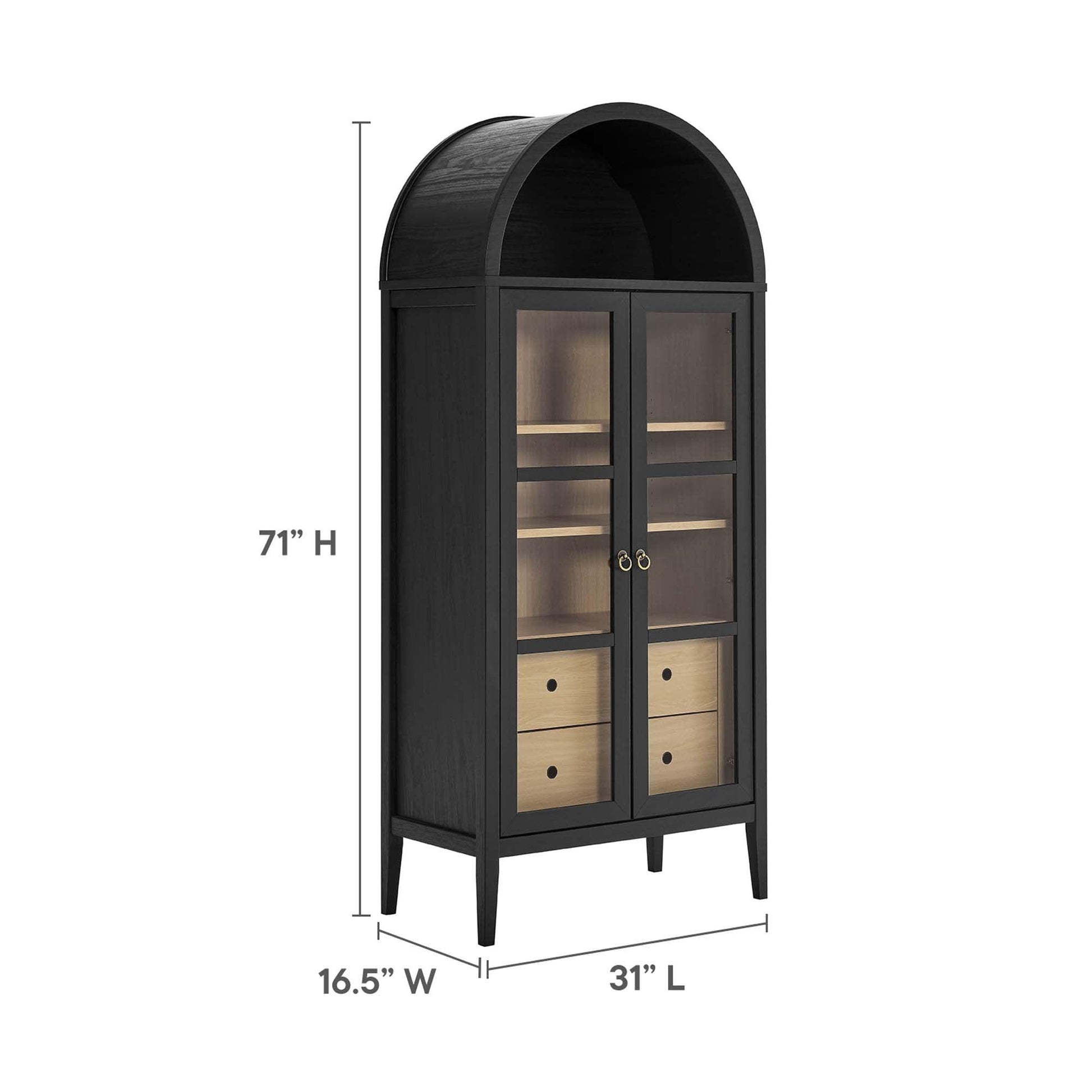 Nolan 74" Tall Arched Storage Display Cabinet