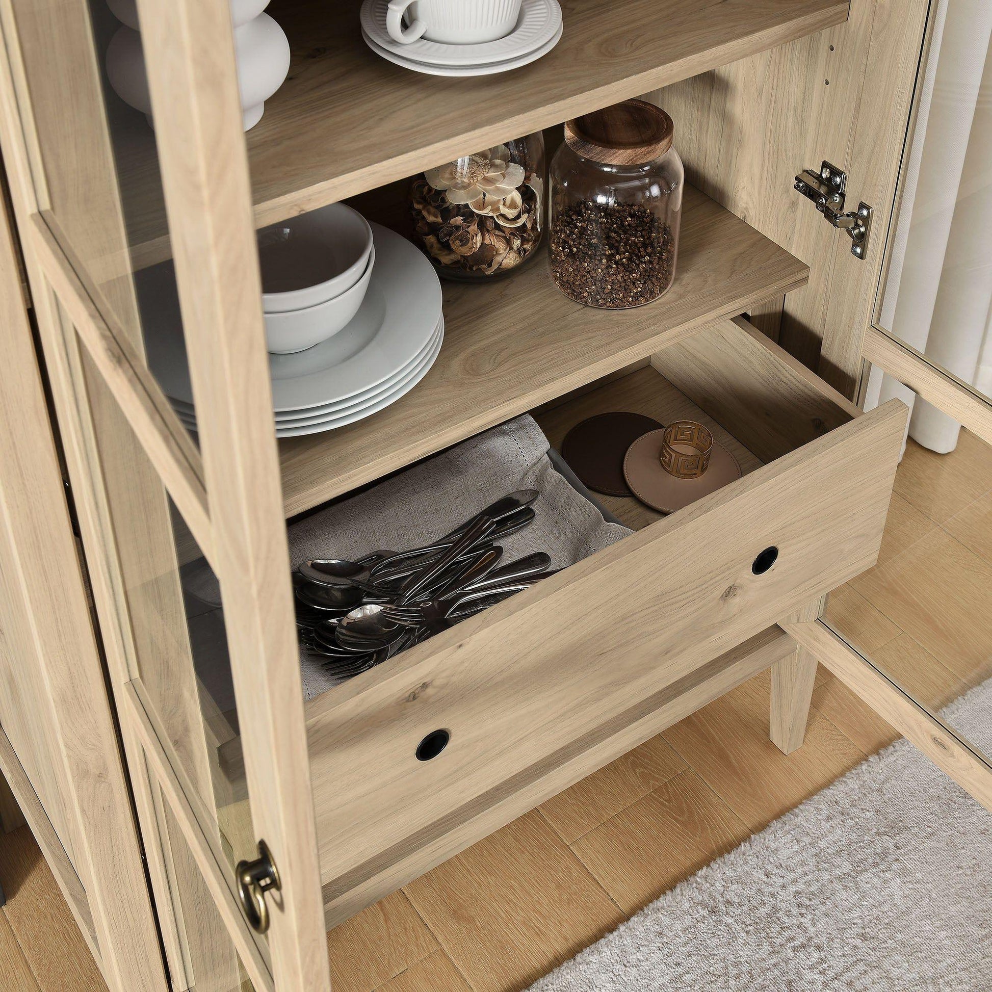Nolan 74" Tall Arched Storage Display Cabinet