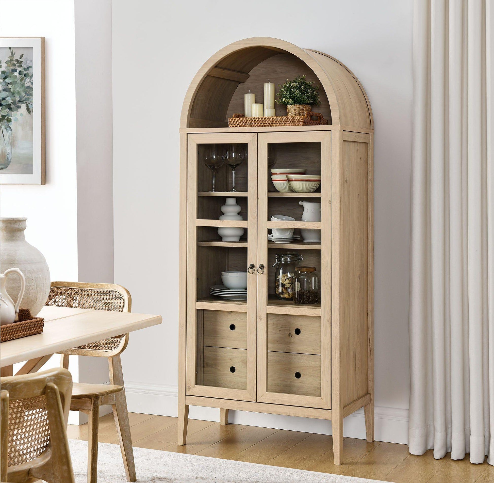 Nolan 74" Tall Arched Storage Display Cabinet