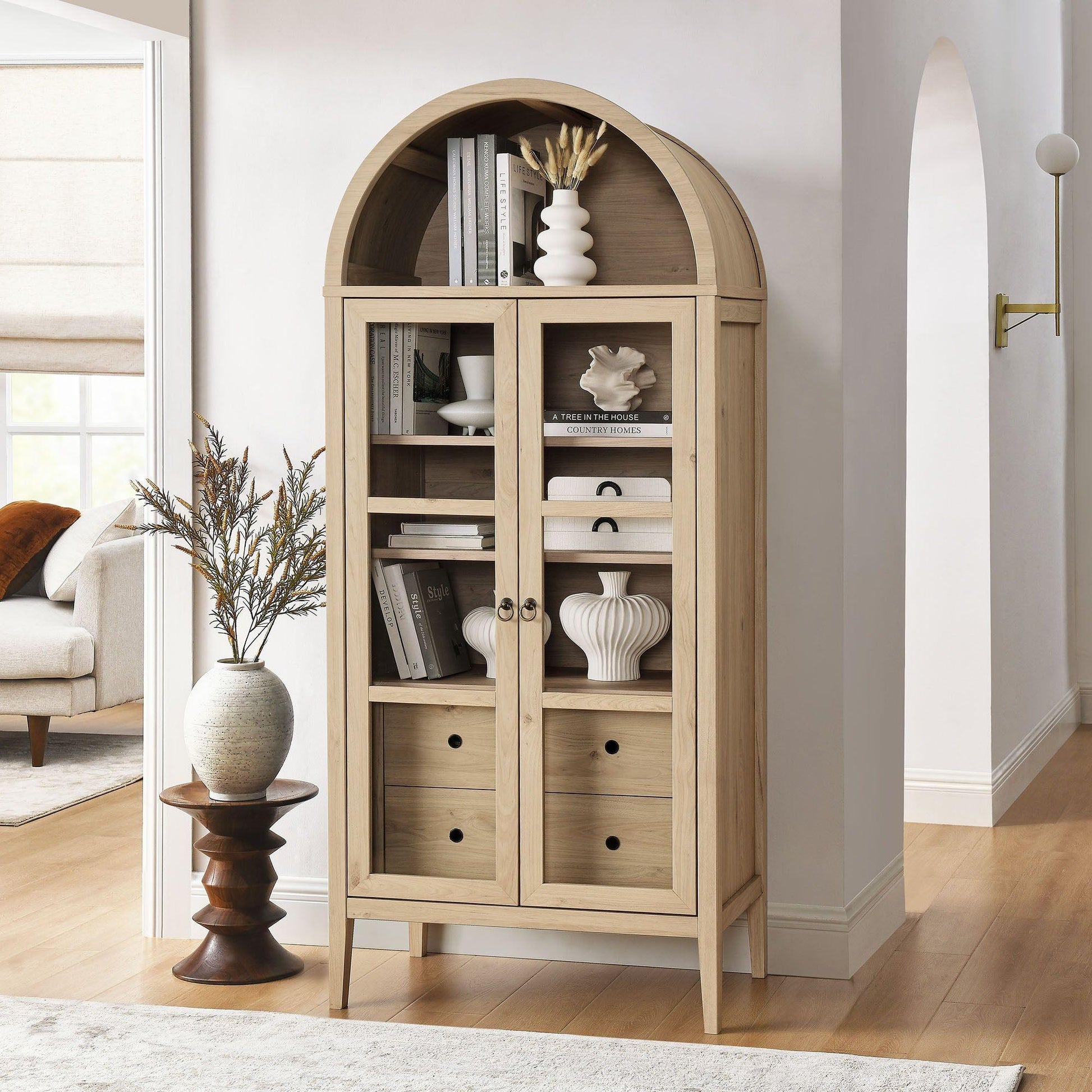Nolan 74" Tall Arched Storage Display Cabinet