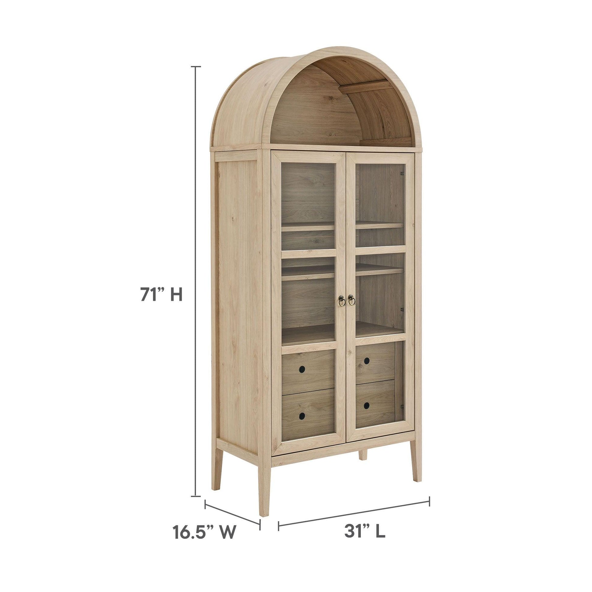 Nolan 74" Tall Arched Storage Display Cabinet