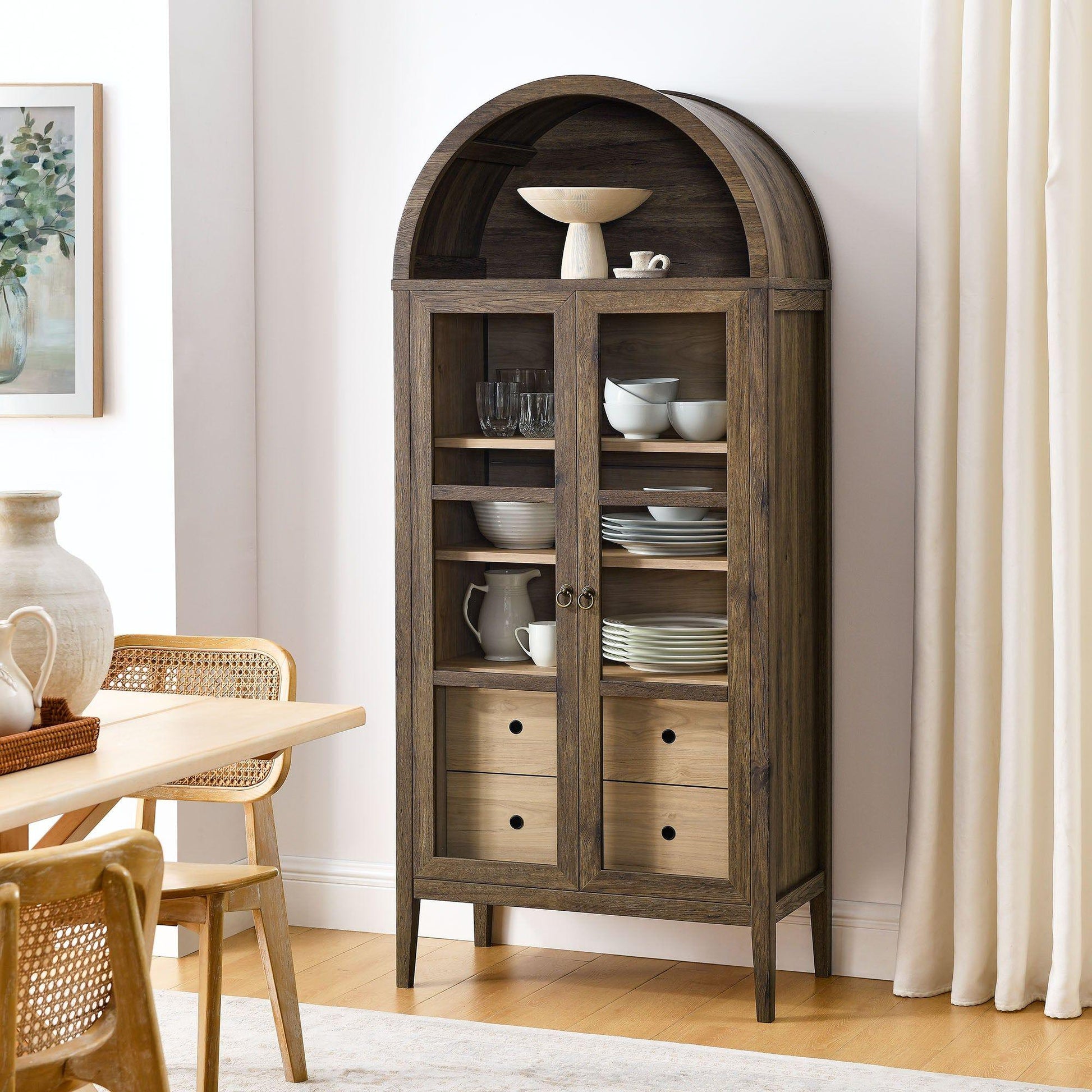 Nolan 74" Tall Arched Storage Display Cabinet