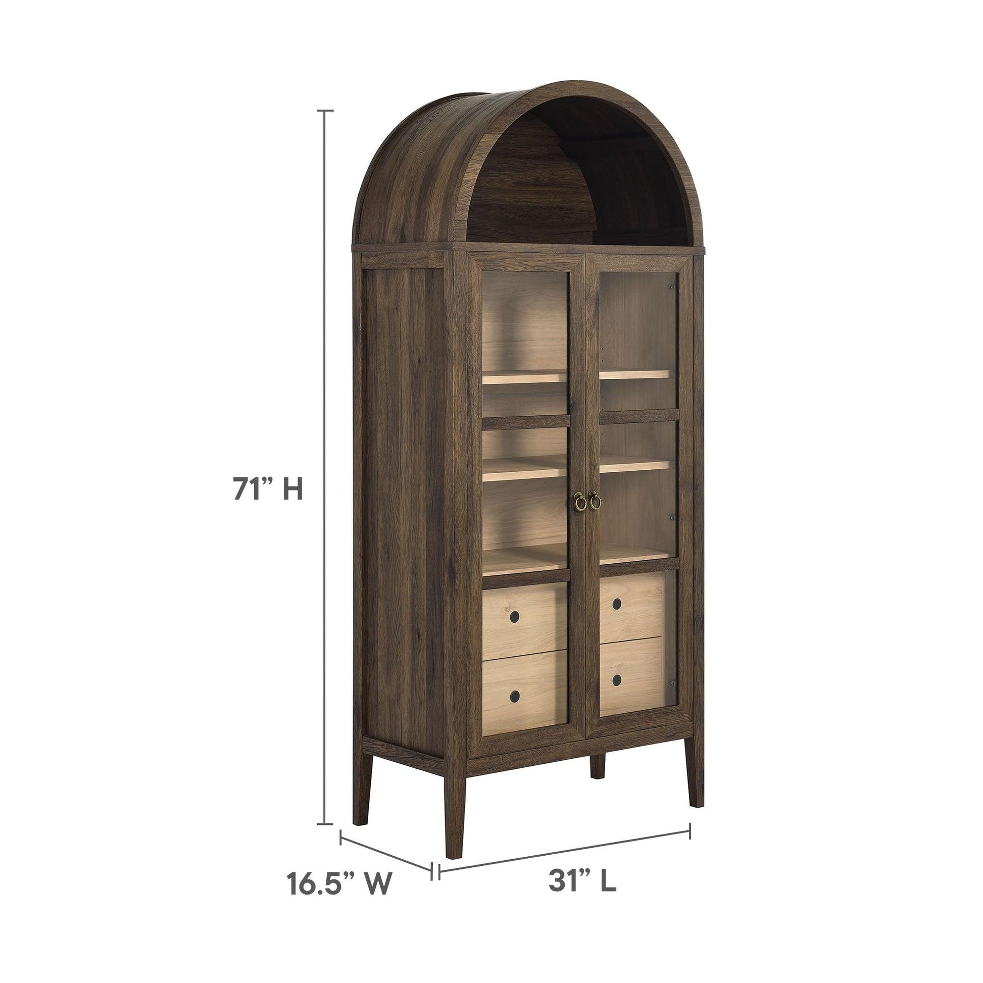 Nolan 74" Tall Arched Storage Display Cabinet